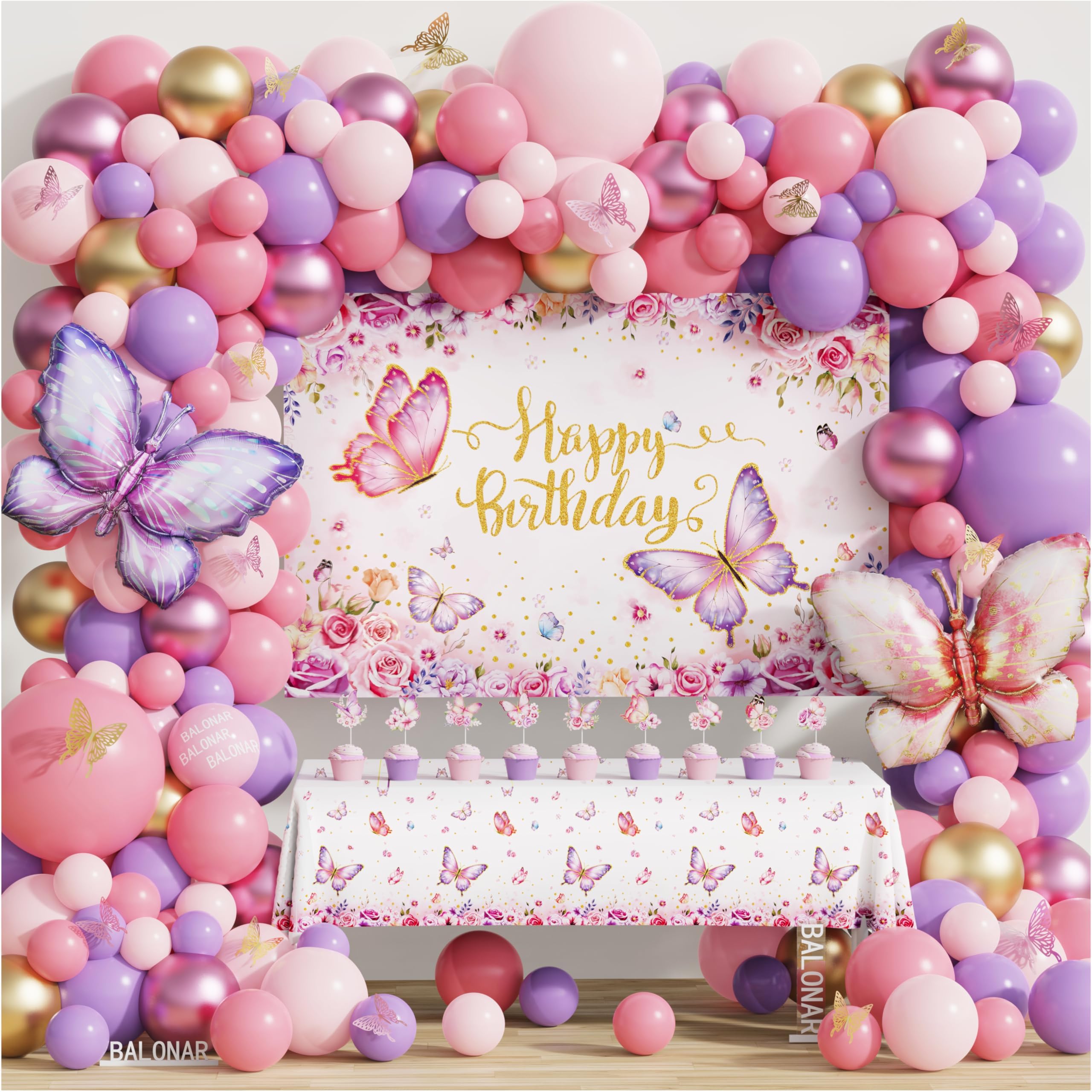 Butterfly Birthday Decorations FEV6 Party Supplies For Girls Women With...