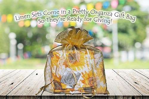 Miniatura 7 de Juegos de decoración de cocina de girasol con manteles individuales de girasol, toallas de cocina de girasol, guante de horno y soporte para ollas,