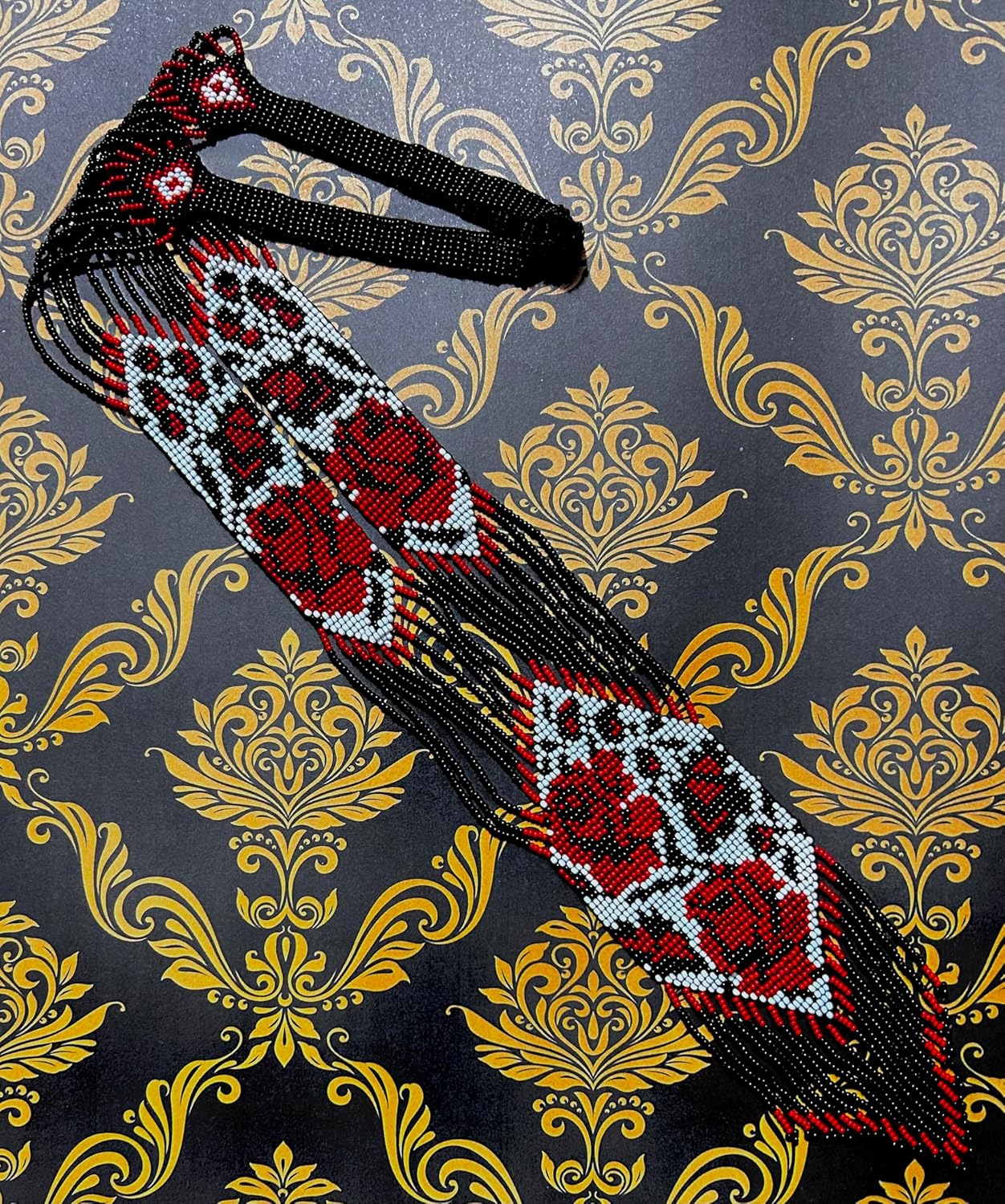 Native American Style beaded necklace for women Boho Statement Designer Jewelry Handmade Seed bead Long with earrings (#2) - Image 5