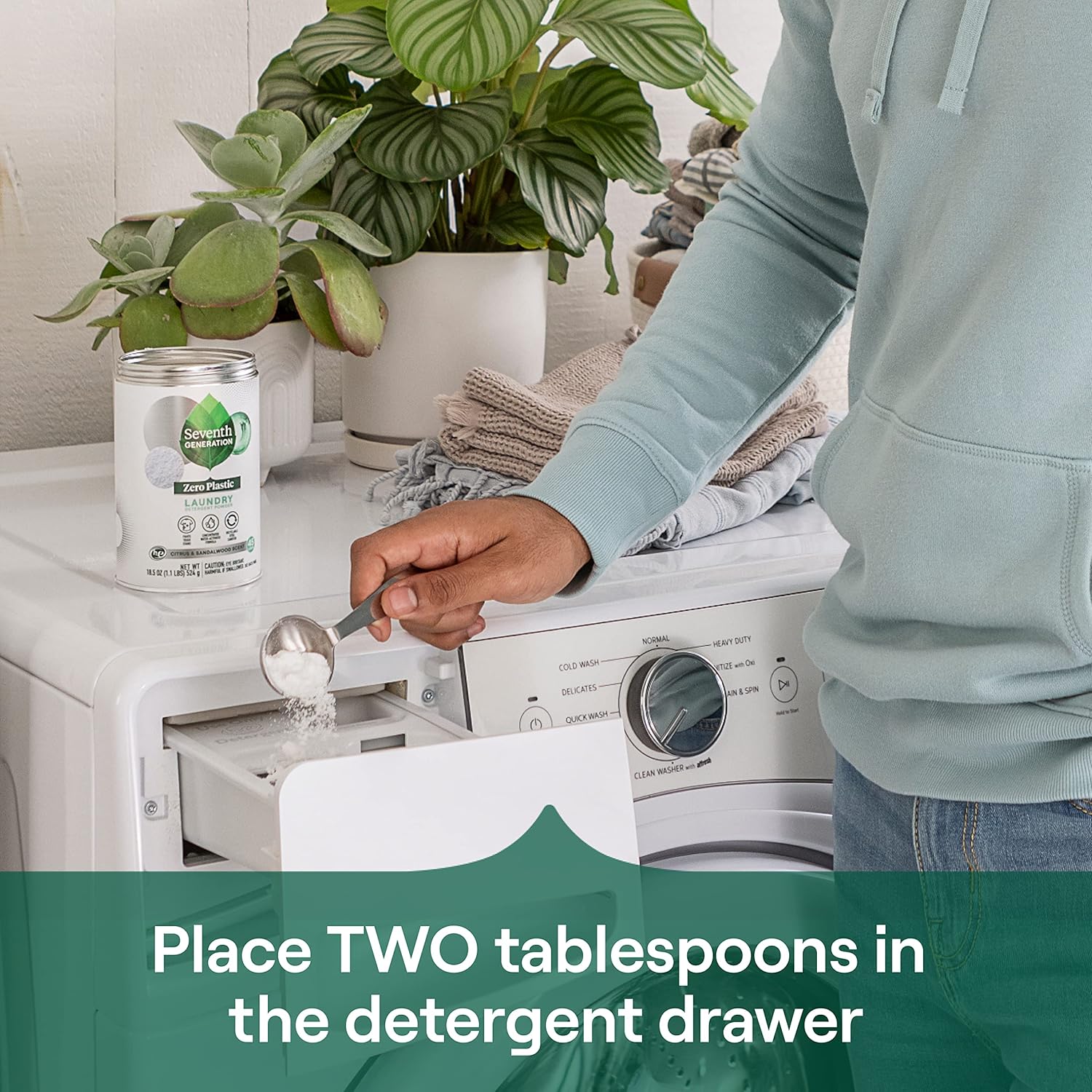 Seventh Generation Zero Plastic Laundry Detergent Powder Laundry soap Citrus and Sandalwood Water-activated formula 18.5 oz : Beauty & Personal Care