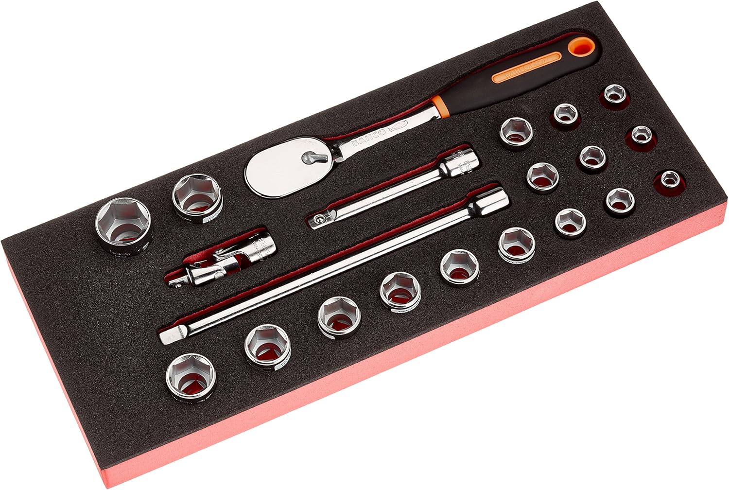 Bahco FF1E2202 BHFF1E2202 1/3 Module 21 Parts Socket Wrench and Equipment, Multi-Colour, 1/2-Inch