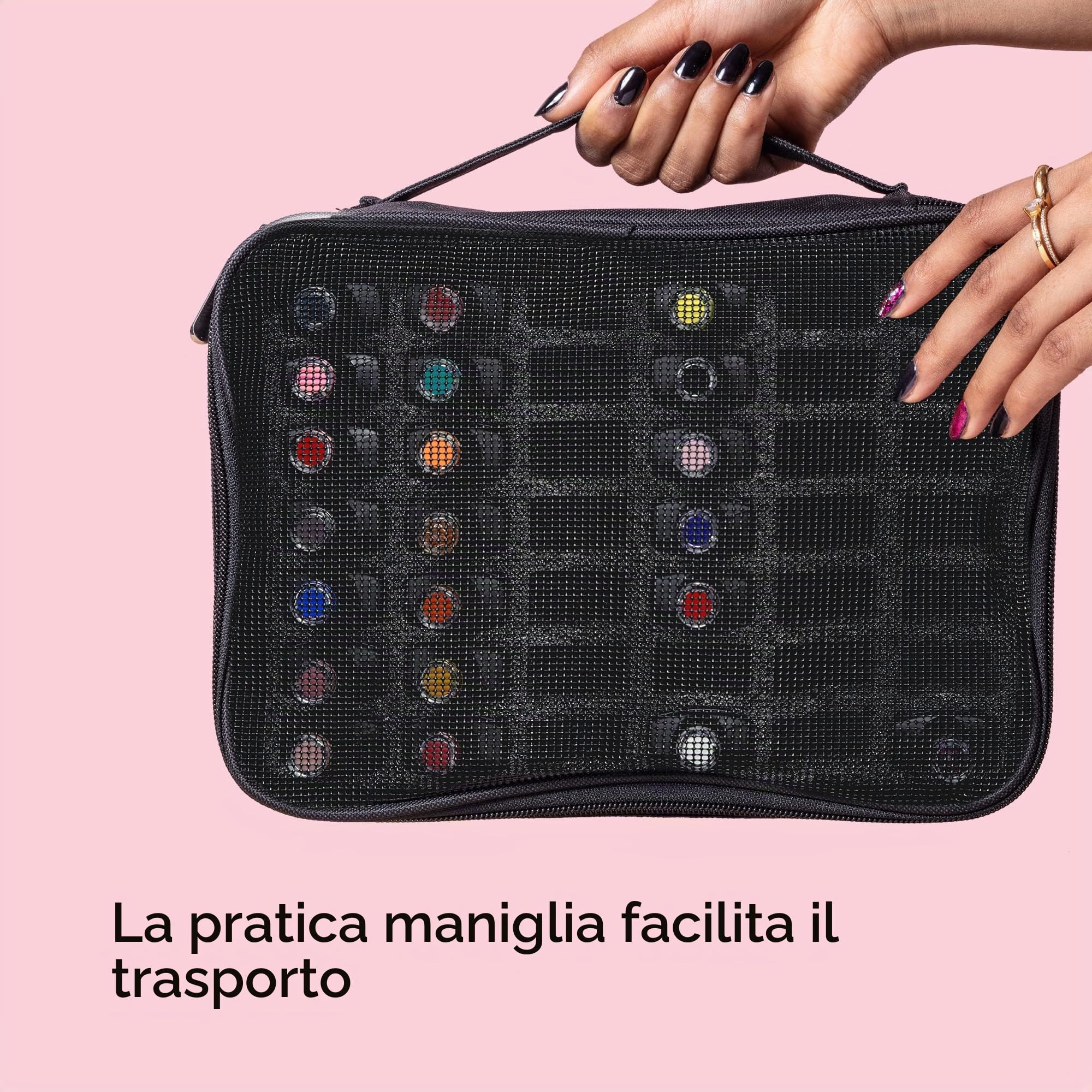 MYLEE Organizer per Set Smalto – Valigetta Porta Smalti per Unghie | Borsa Organizer per Onicotecnica ed Estetista, con Maniglia e Inserti in Gommapiuma, Contiene 84 Smalti