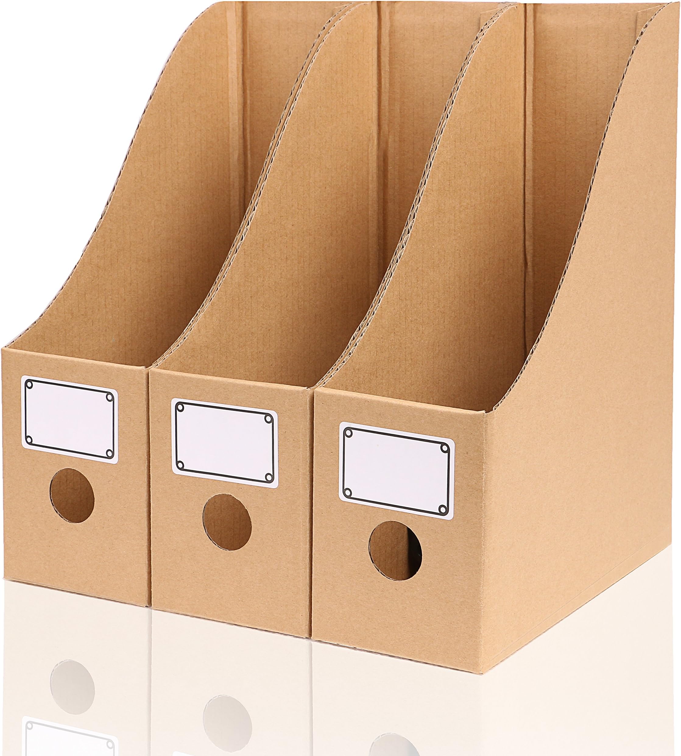 YuXiang Magazine File Holder Book Storage Shelf Organizer Box 100% Recyclable Kraft Paper(Pack of 3)