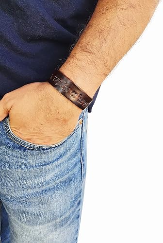 Miniatura 3 de Amen Judaica Pulsera de cuero con motivo de bendición judía hebrea