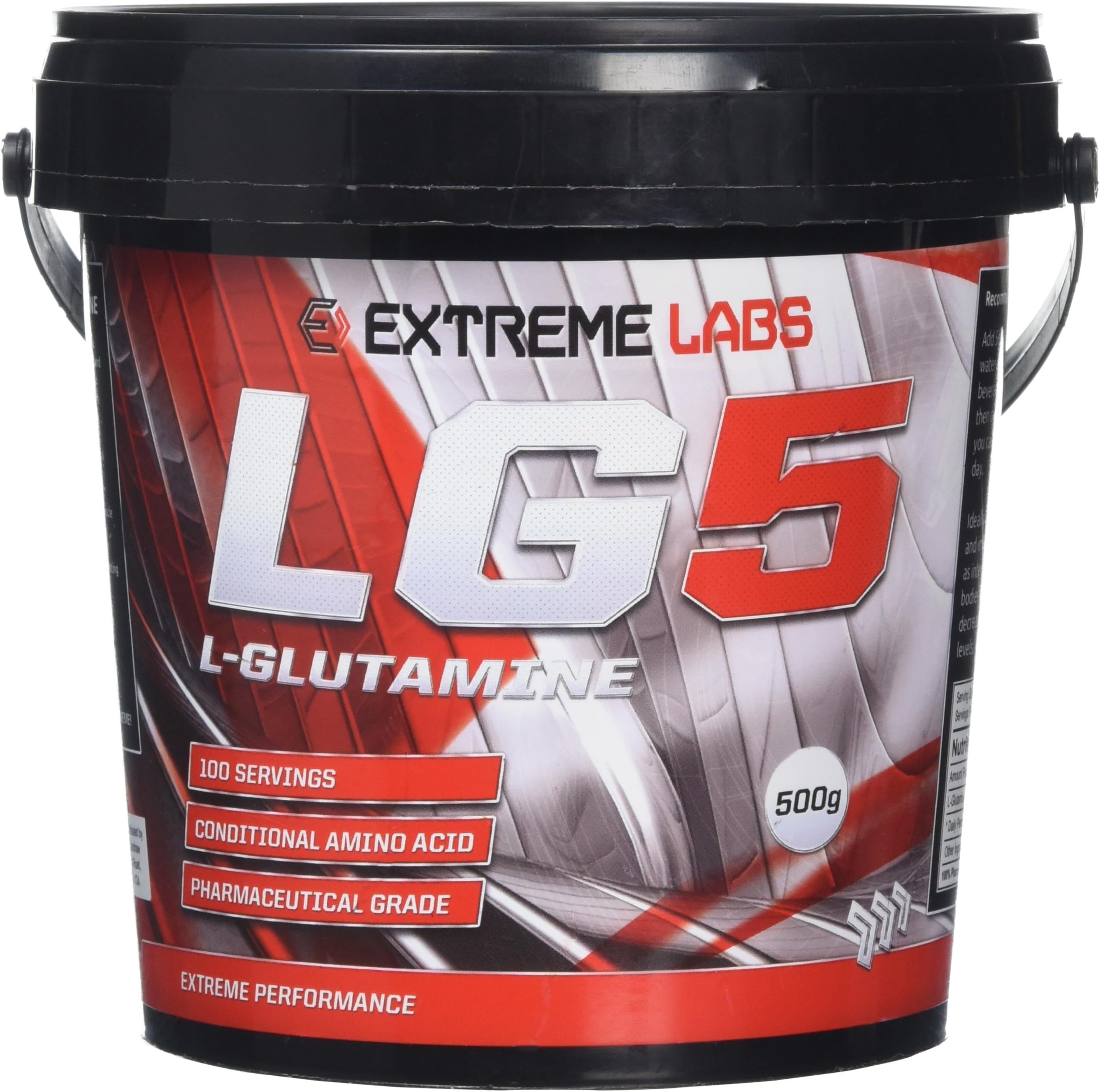 Extreme Labs (500 g - 100 Servings) L Glutamine Powder (Unflavored), Amino Acid, Protein Building, L-Glutamine Nutritional Supplements for Muscles Strength and Recovery, Boost Immune System