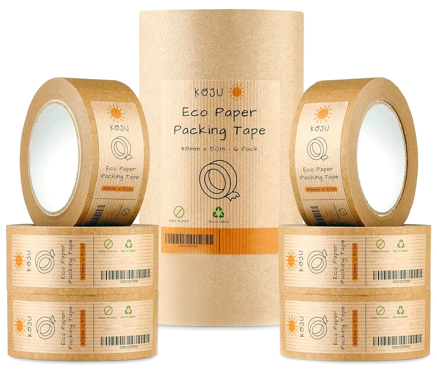 Koju Kraft Paper Packing Tape 48mm x 50m 6 pack Eco Friendly