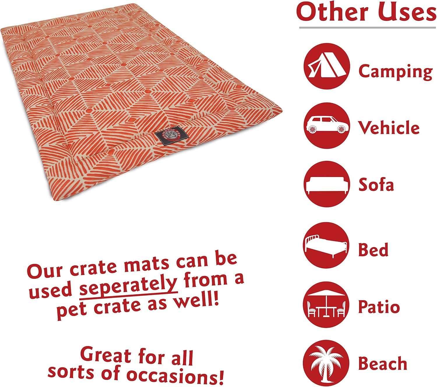 36" Charlie Salmon Orange Crate Dog Bed Mat By Majestic Pet Products