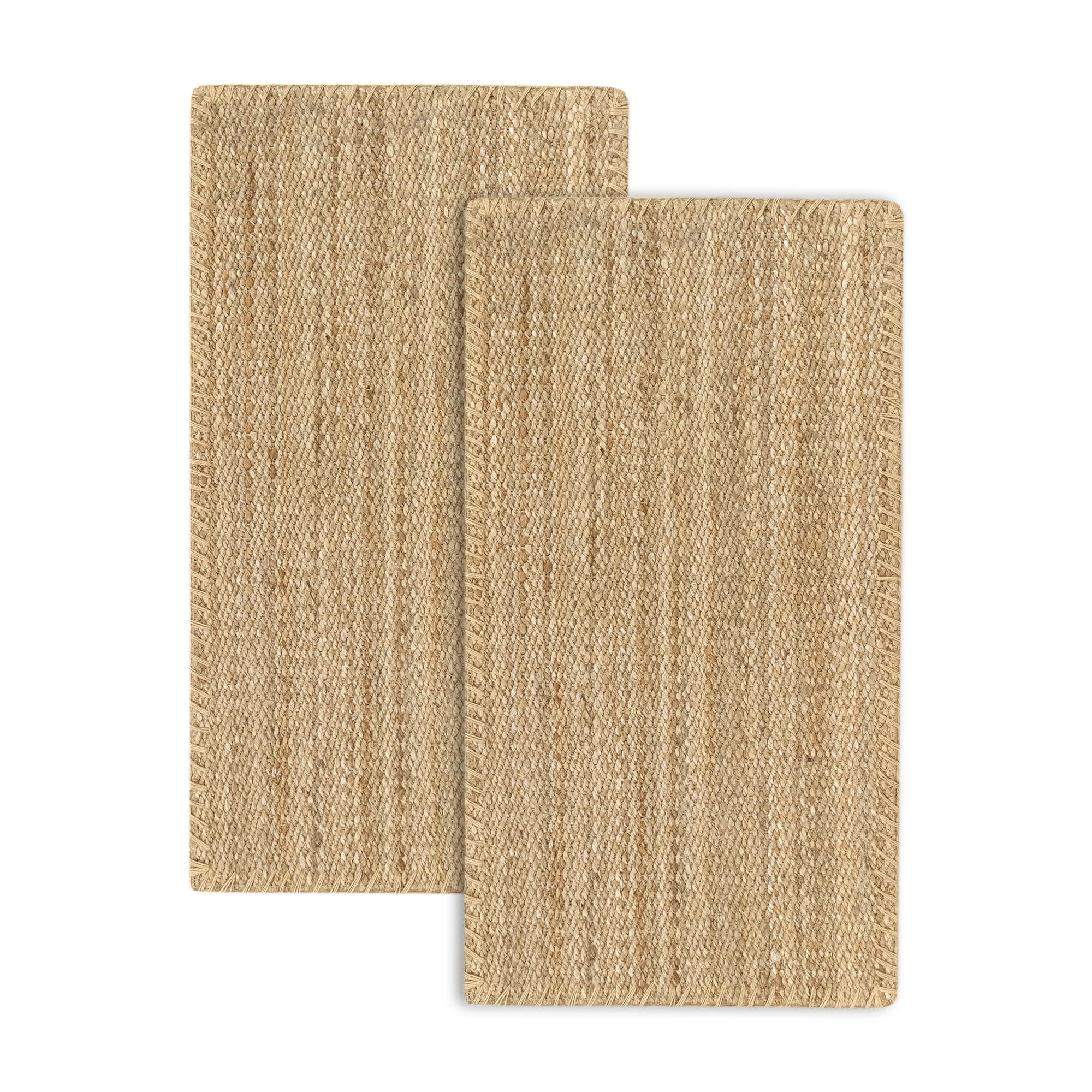 HAMID - Pack 2 Alfombras de Yute Granada 100% Fibra de Yute Natural - Alfombras Suave - Tejida a Mano - Alfombra de Salón, Comedor, Dormitorio, Pasillos, Entrada - Natural (110x60cm) 2 uds…