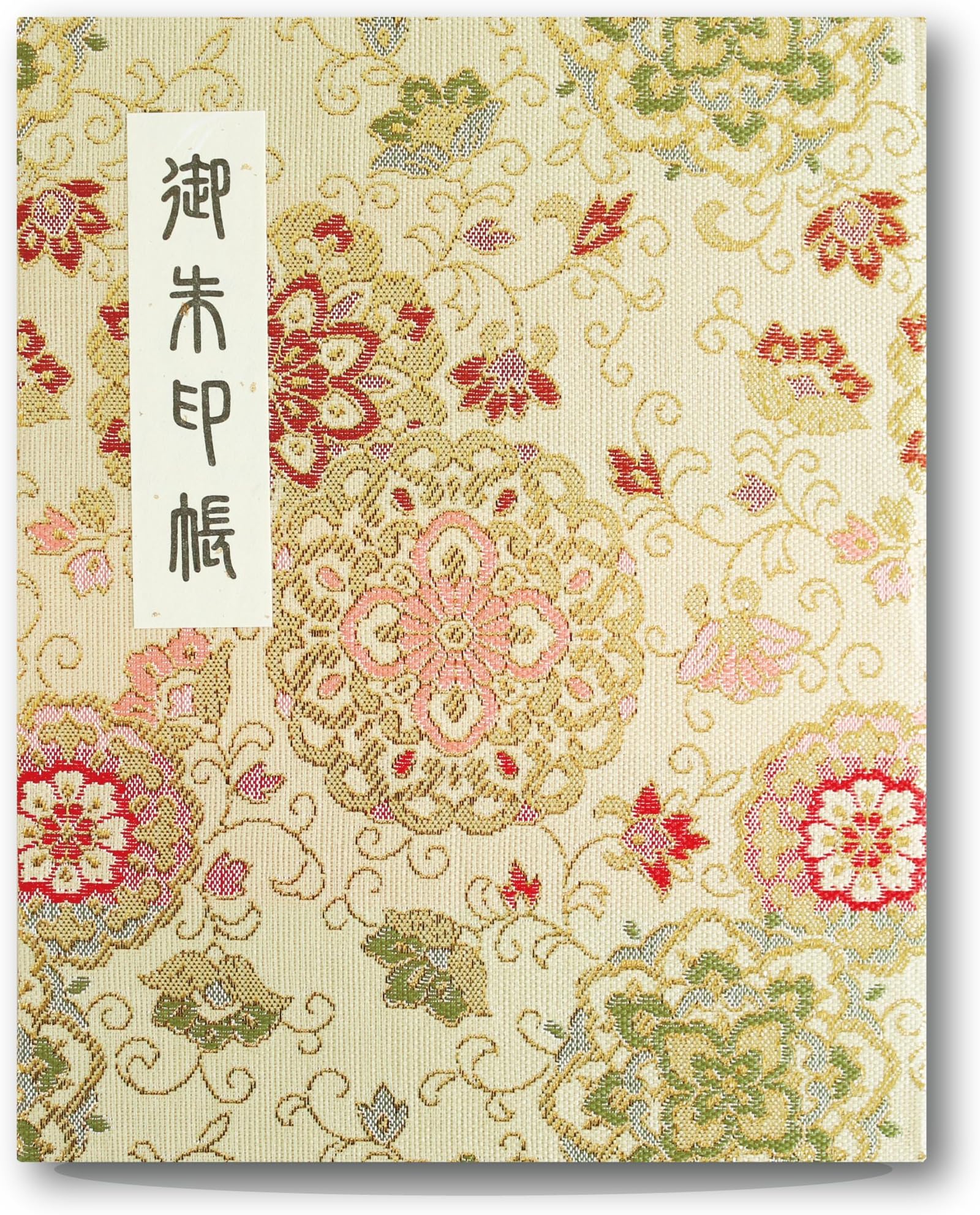 [HOTOKUDO] 'Goshuin-cho' Japanese pilgrimage stamp(note)book with protective cover. (Book type, Gold. 60 pages, Brocade. H: 6.69" W: 5.31", (import japan))