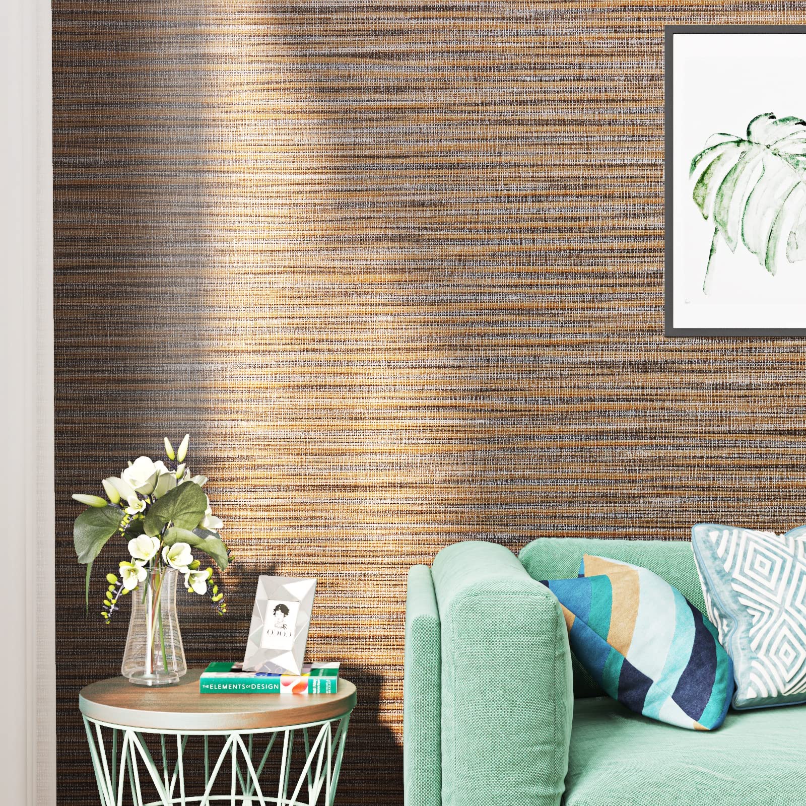FunStick 24 x200 Grasscloth Peel And Stick Wallpaper Textured Brown FunStick 24 x200 Grasscloth Peel And Stick Wallpaper Textured Brown