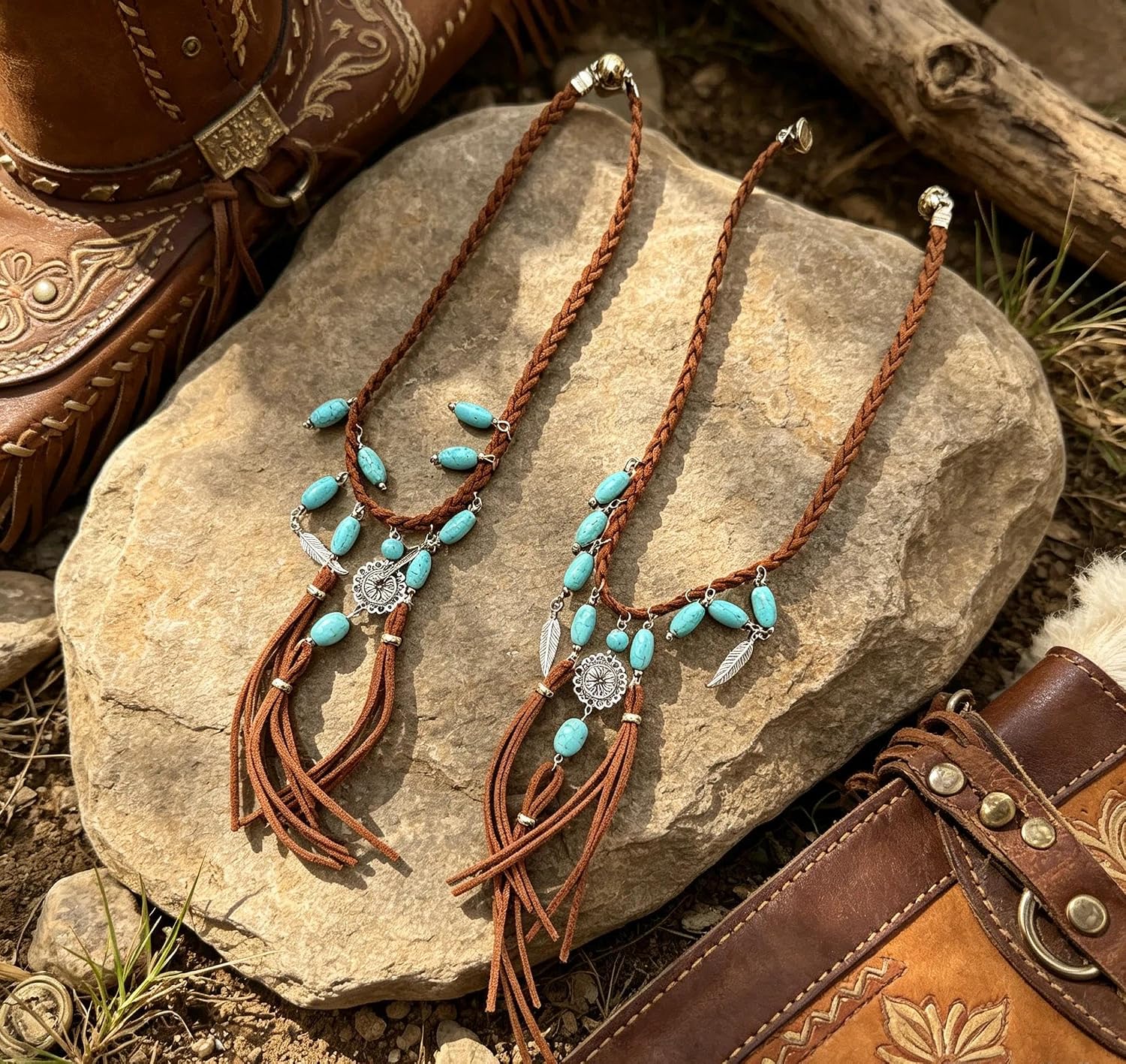 2 Pack Magnetic Curtain Tiebacks, Handmade Tassel Turquoise Woven Beaded Farmhouse Vintage Holdbacks, Western Boho French Country Drapery Ties No Drill for Bedroom Living Room Cottage Window Treatment