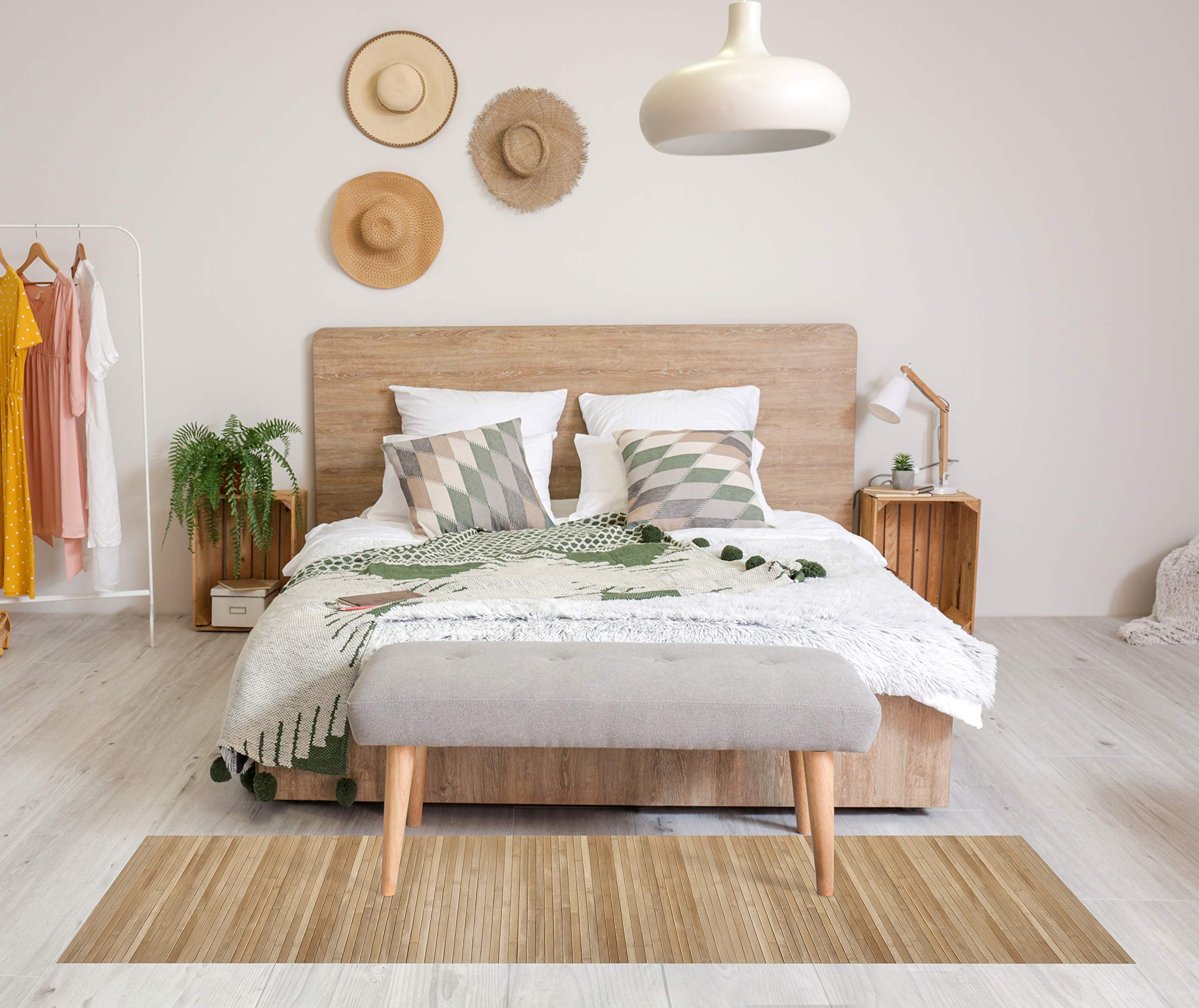 STORESDECO Alfombra de bambú Natural Antideslizante sin Bordes y Resistente a la Humedad. Ecológica, Antimanchas, Elegante y fácil de Limpiar diseño Natural 80x150 cm