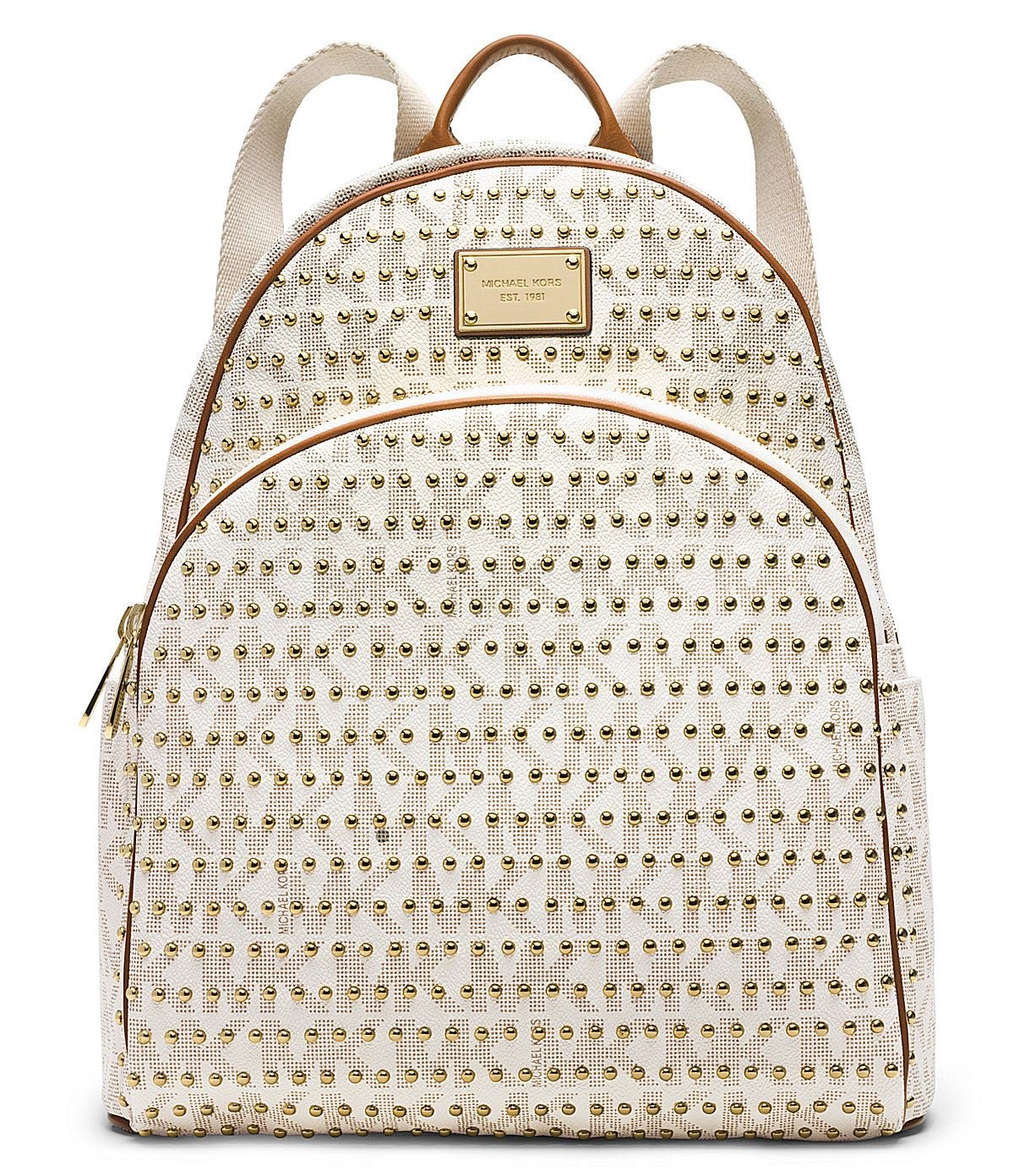 Michael Michael Kors Vanila Studded Backpack Michael Kors Vanilla Cream Medium Abbey Signature Gold  main image 3