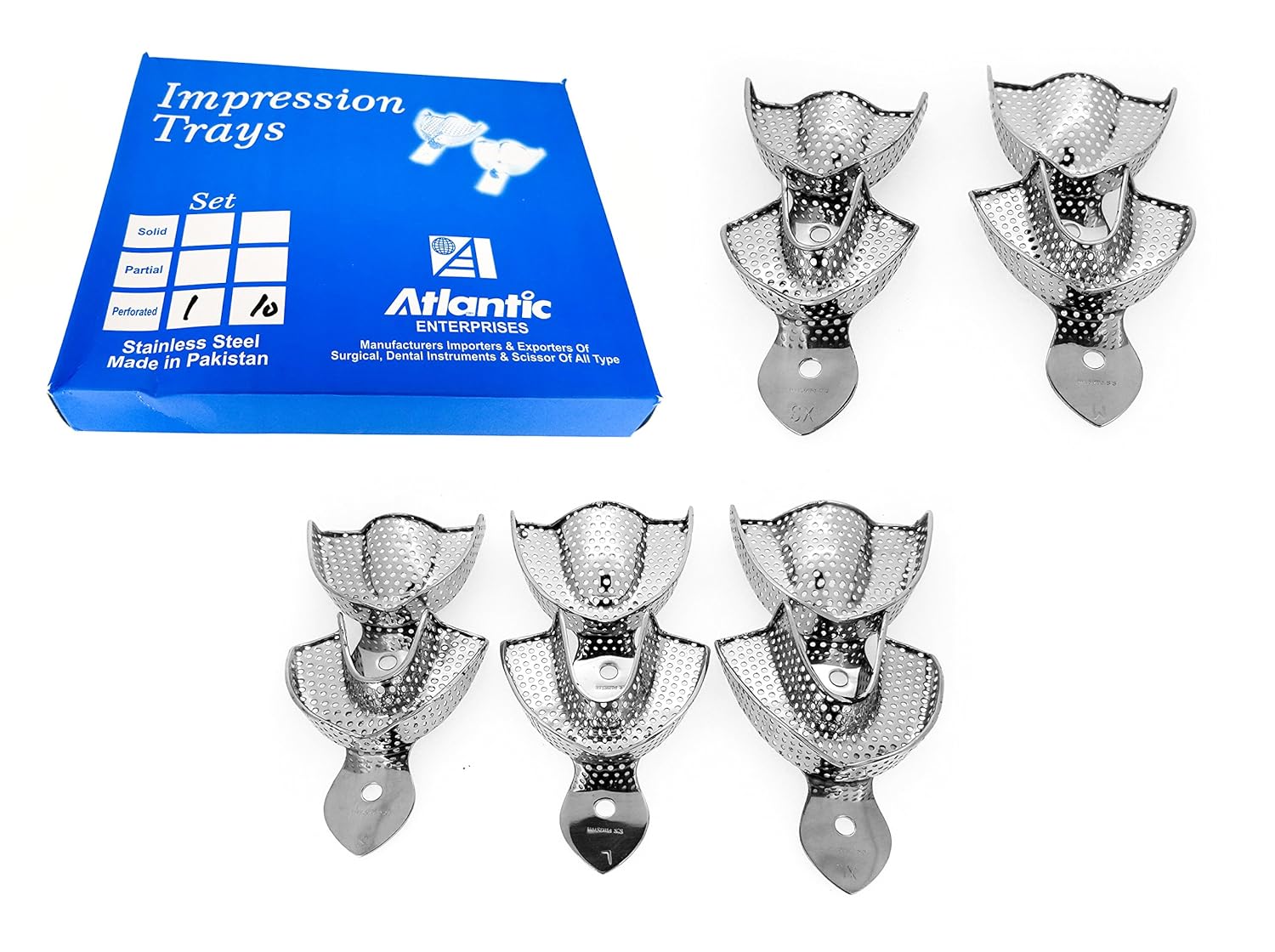 10 Dental Impression Trays Set Perfo Denture Instruments by SurgicalOnline