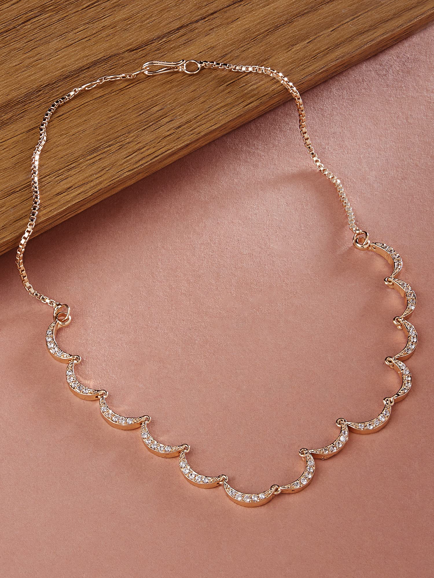 Chic CZ Crescent Necklace for Women