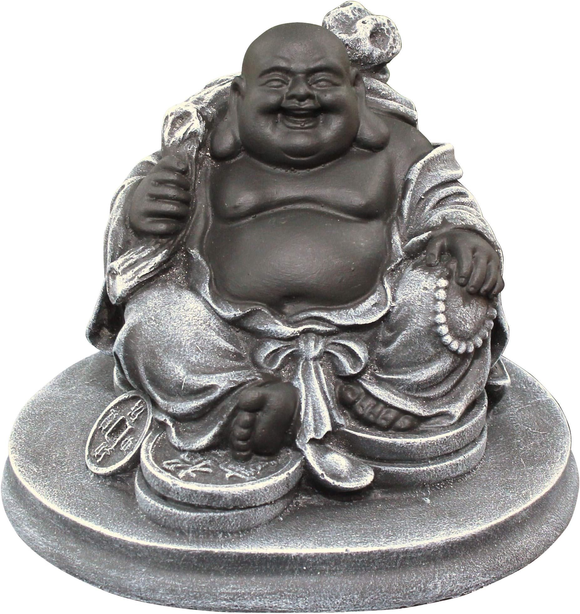 Lucky Buddha Figurine Statue Decorative Garden Stone, Frost-Proof