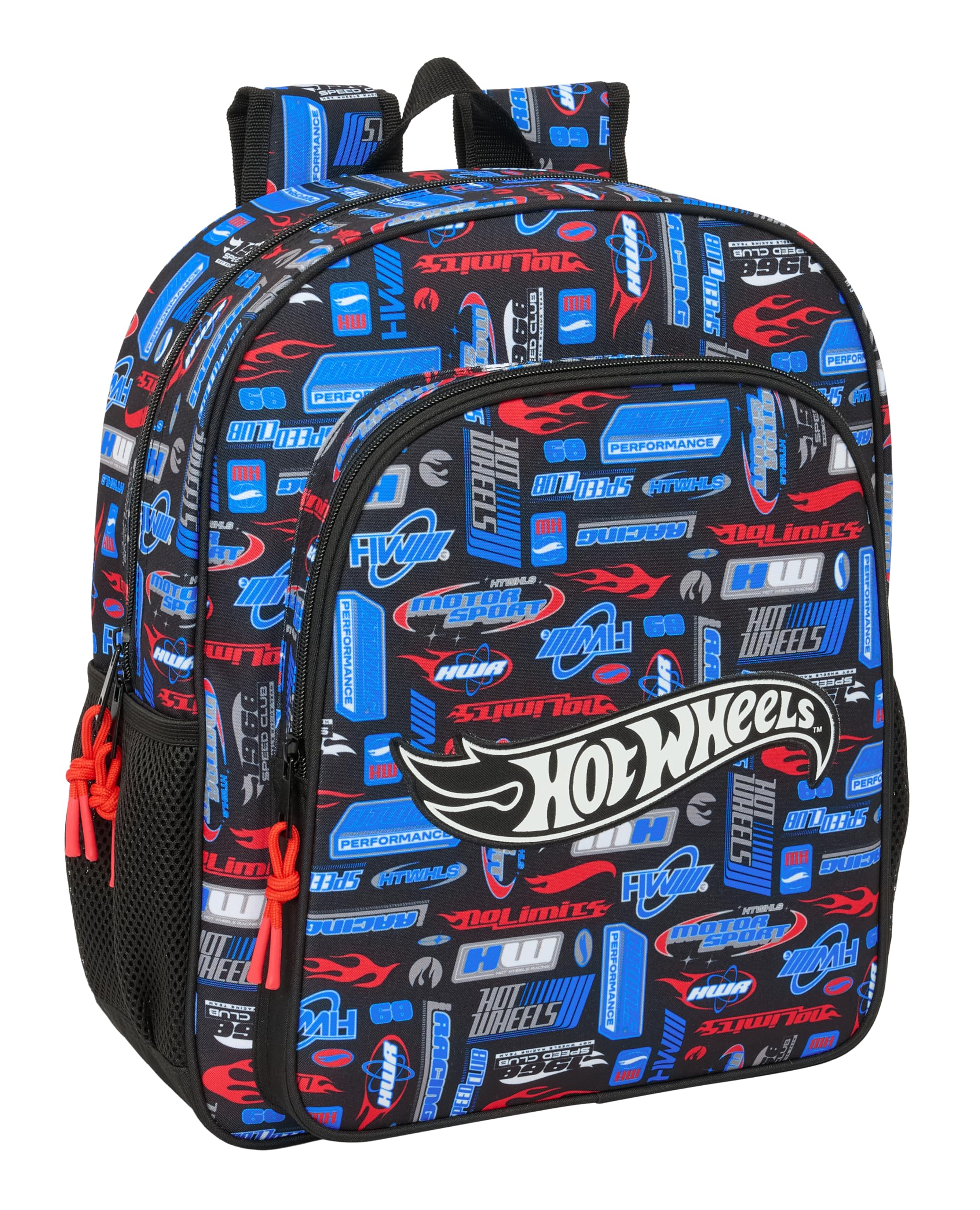 Safta HOT WHEELS – Children's School Backpack, Adaptable to Trolley, Ideal for School Children, Comfortable and Versatile, Quality and Resistance, 32 x 12 x 38 cm, multicoloured, M, Casual