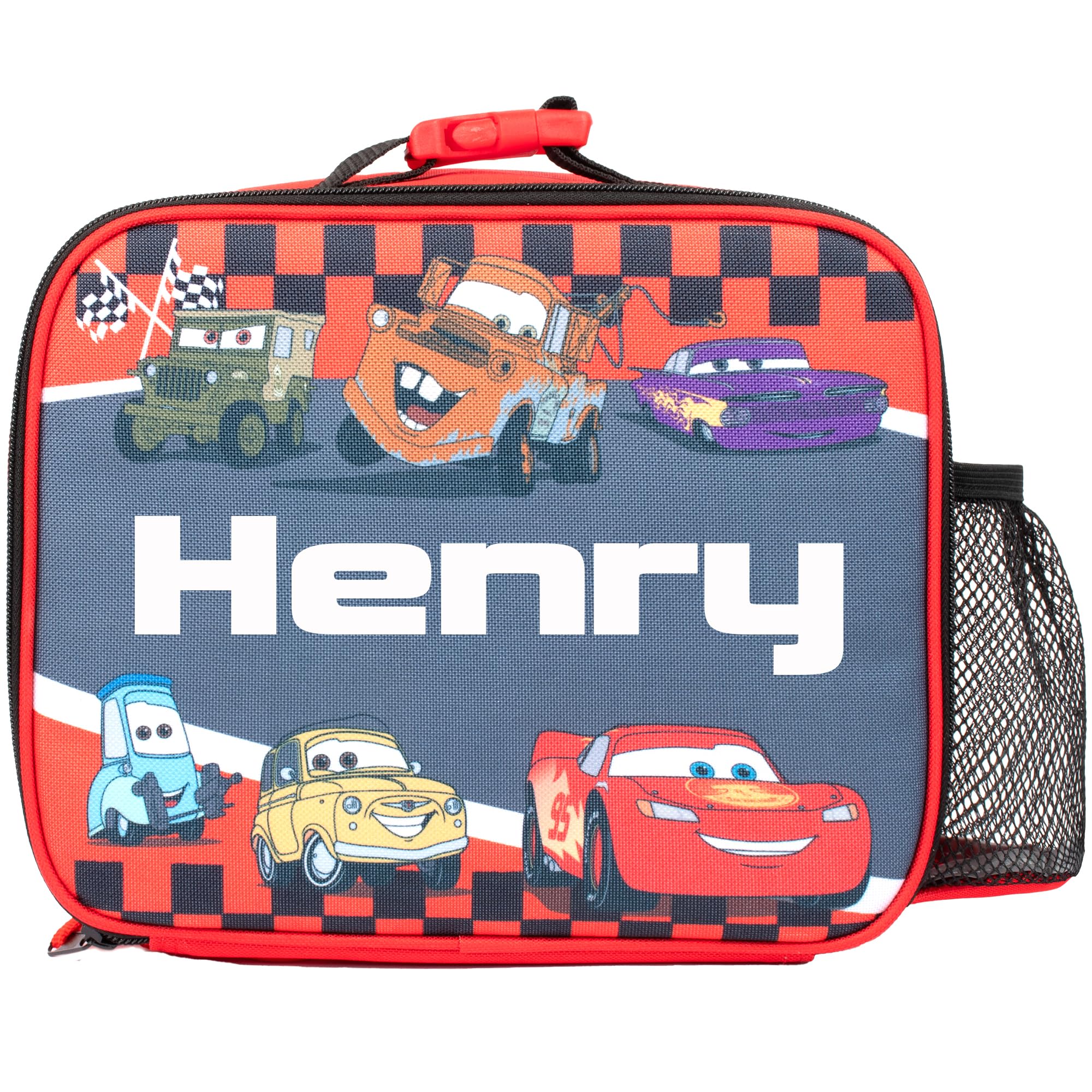 Disney Cars Personalised Kids Lunch Bag Insulated Kids Lunch Bag for Boys and Girls Name Customisation - Red
