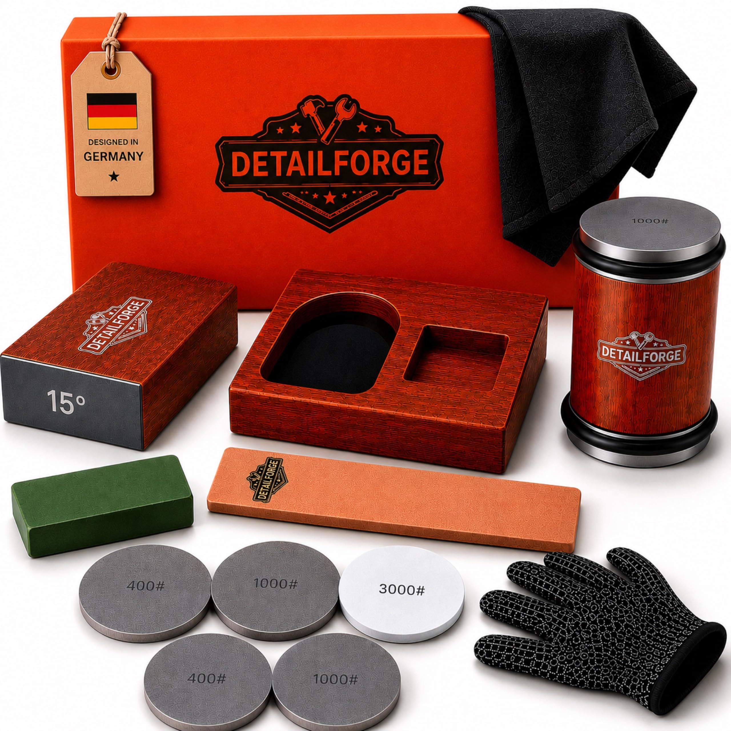 12-teiliges Premium Messerschärfer Set 2026, Buchenholz, Rollschleifer, Rollenschleifer, Knife Sharpener, Wetzstein