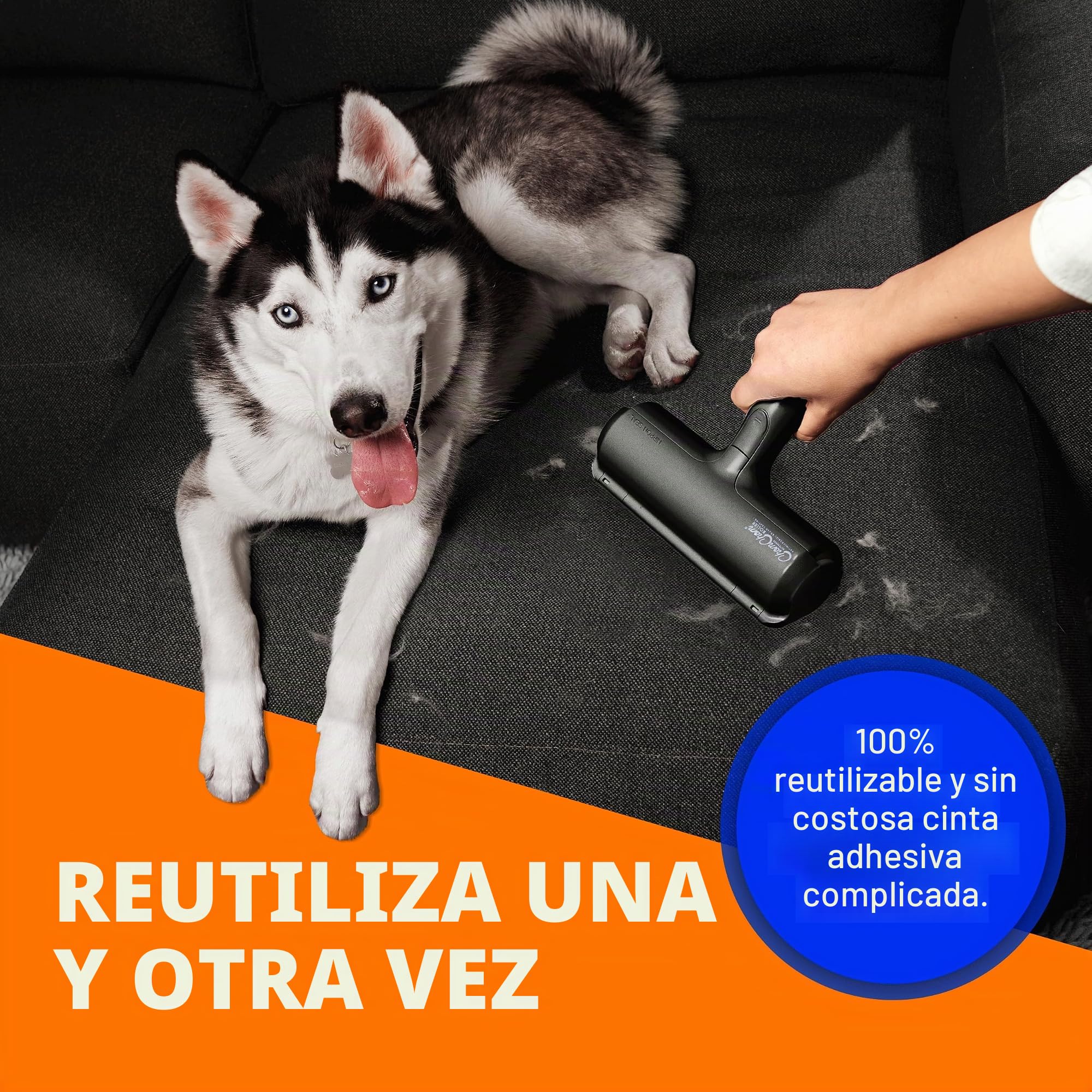 ChomChom Roller Removedor de pelo de mascotas y rodillo reutilizable, removedor de pelusa para muebles, sofá, alfombra, ropa y ropa de cama, portátil