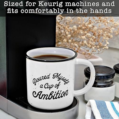 Miniatura 5 de MAINEVENT Taza de café de cerámica con texto en inglés Pour Myself a Cup of Ambition de 11 onzas, regalo para mujeres