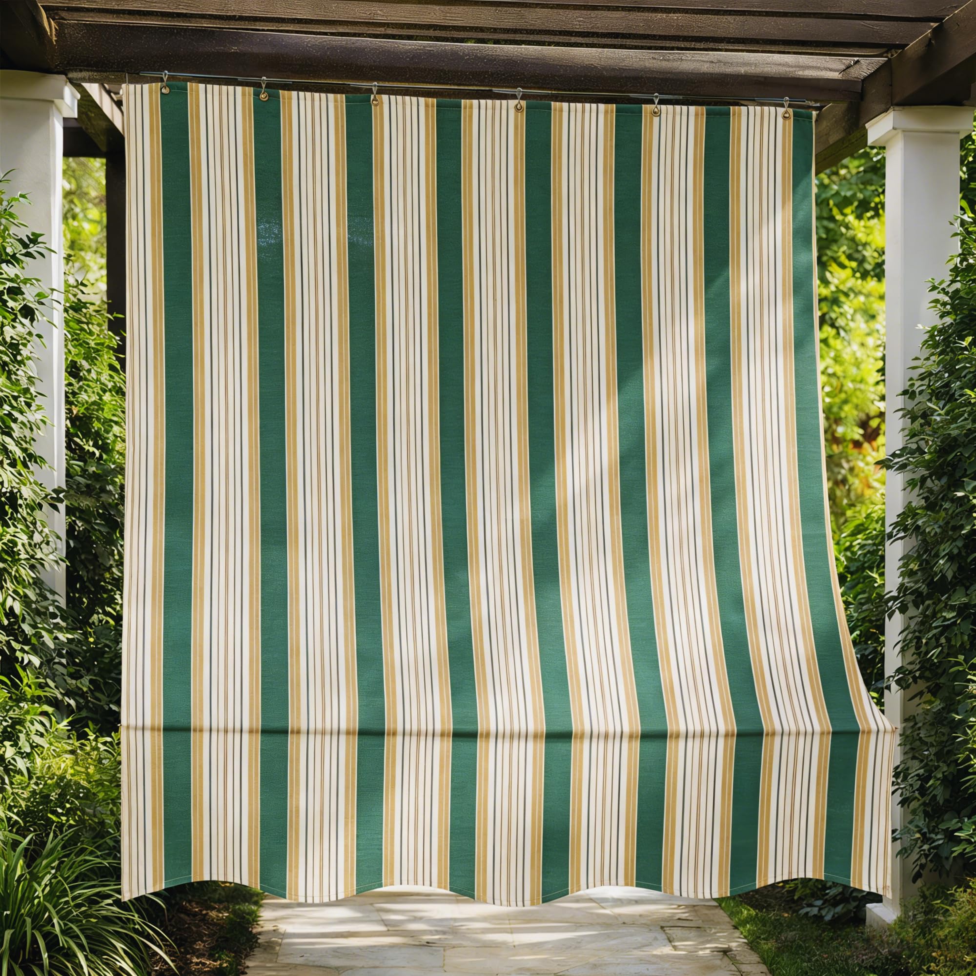 VKZ Tenda da Sole a Caduta per Balcone 290x290 cm, Tenda Parasole Esterno con Strisce, Protezione UV, Tenda da Sole Verticale per Terrazza, Balcone e Giardino (Verde)