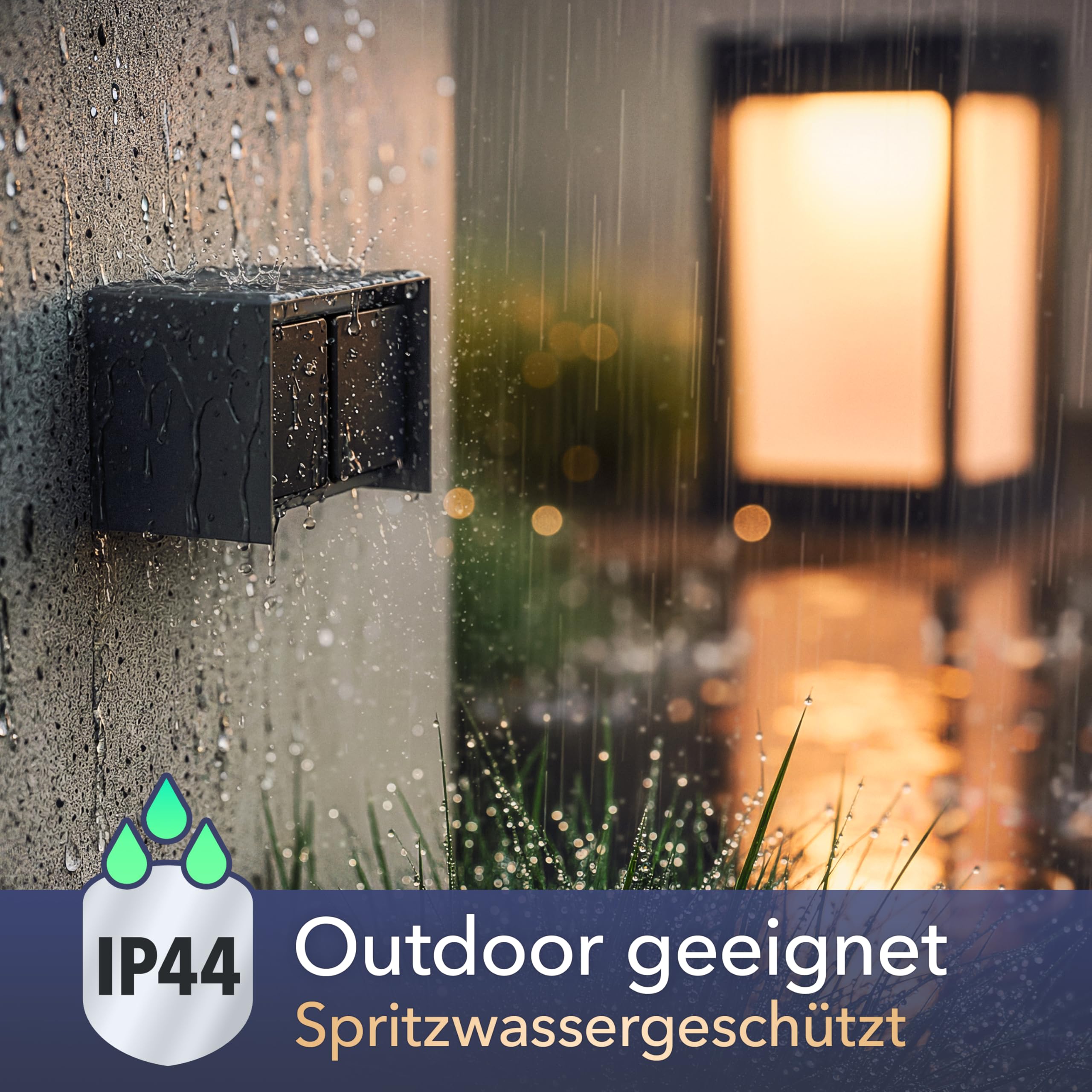 ledscom.de Presa da esterno tripla STEDDA a 2 vie con cavo da 2 m, IP44, acciaio inossidabile antracite in posizione orizzontale, prese per giardino, terrazza e spazi esterni