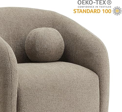 Miniatura 4 de Modway Holland - Sillón giratorio curvado en color gris pardo  Silla de barril de tela de chenilla con almohada de bola y base de madera  Silla de