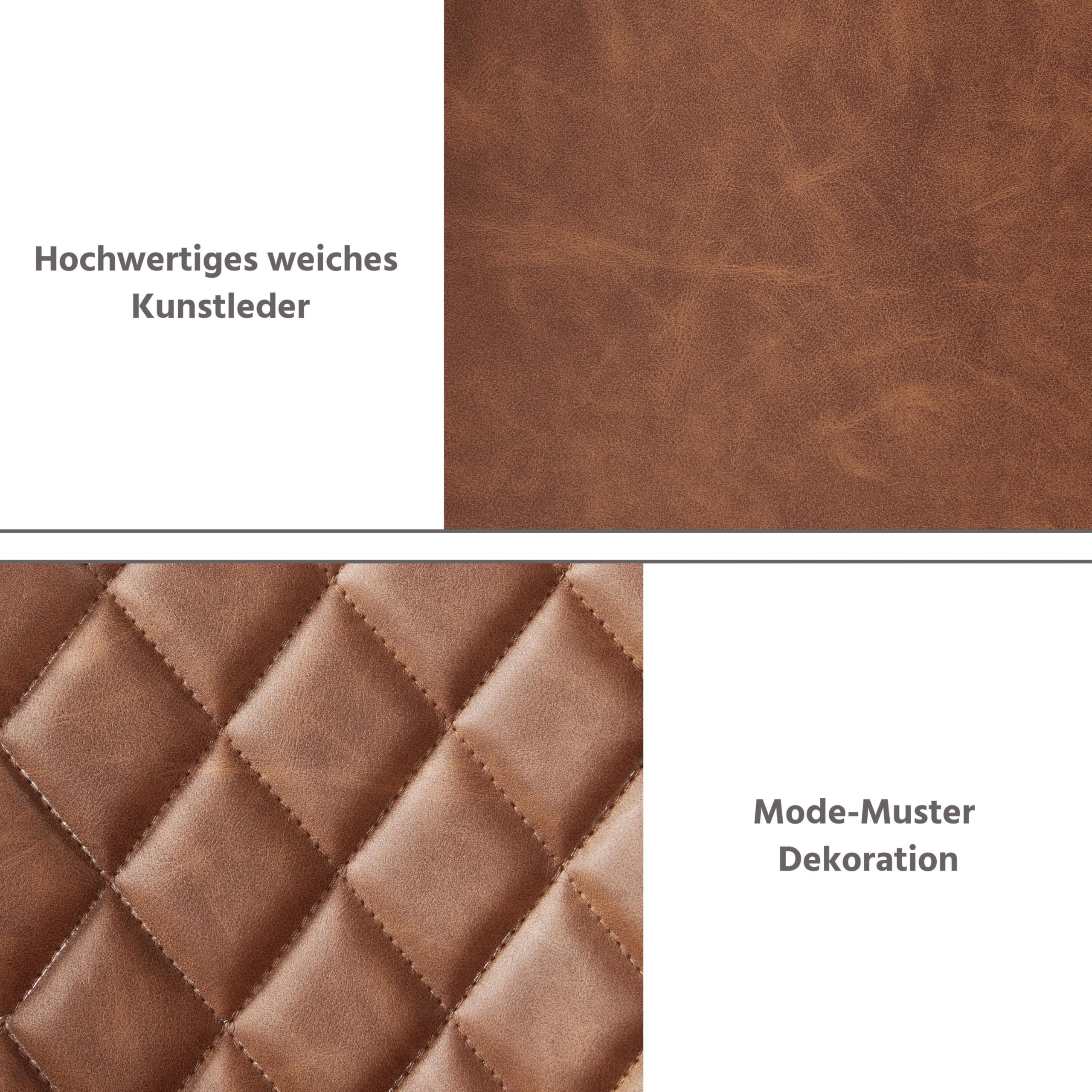 Yaheetech Esszimmerstühle 2er Set Küchenstühle, Polsterstühle mit Armlehnen Metallbeine, Seesel aus Kunstleder für Arbeitszimmer/Wohnzimmer, Braun