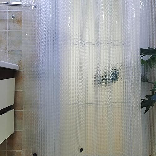 Miniatura 3 de Forro de cortina de ducha corta de 60 pulgadas de largo, forro de ducha corto transparente de EVA resistente con 3 imanes fuertes pesados, 100%