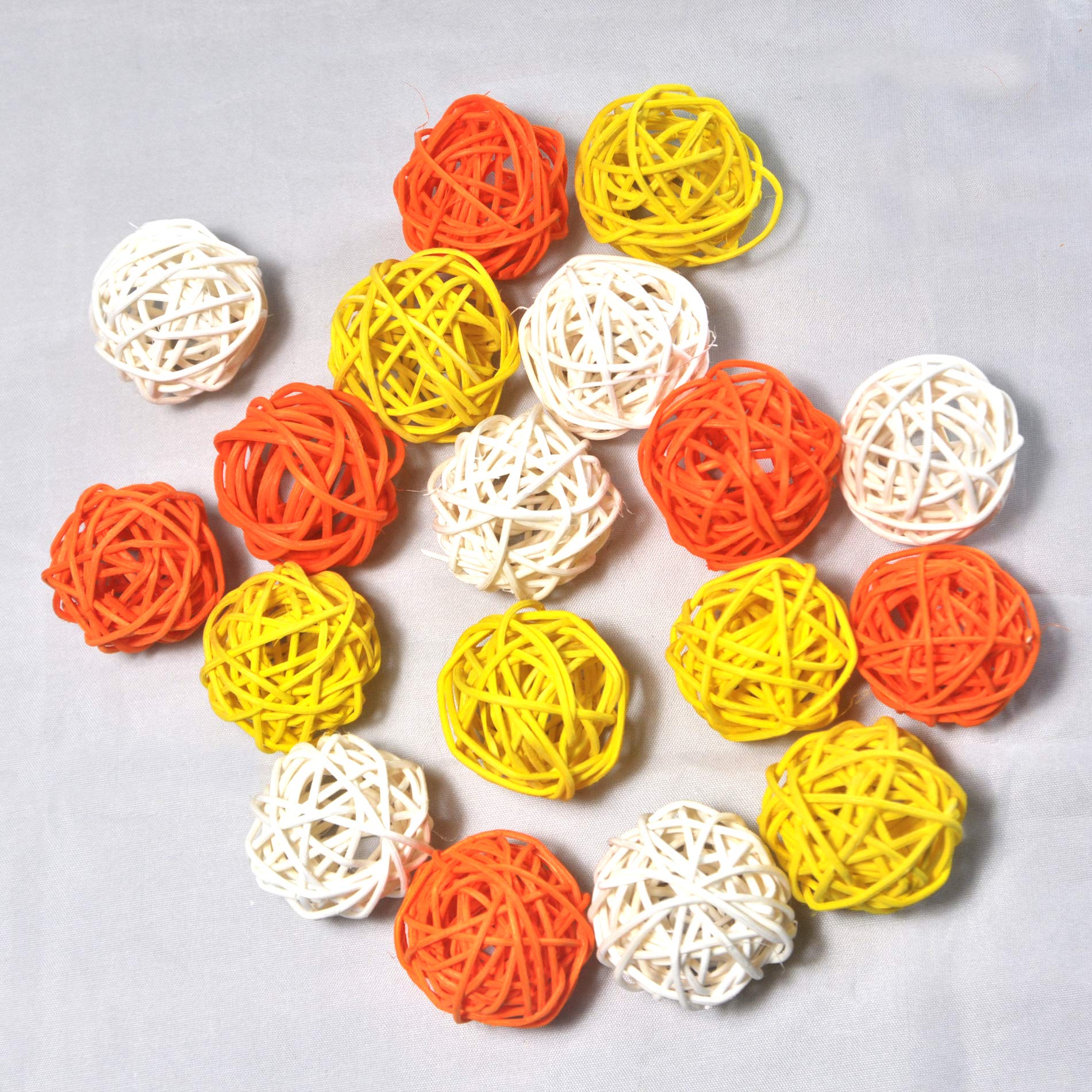16 Boules Rotin 5cm Simoutal - Décoration Naturelle Et Blanc | Pour Vase, Centre De Table