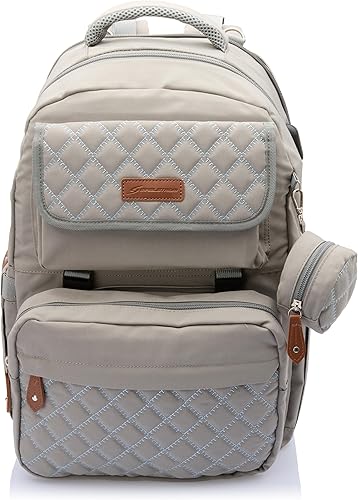 Miniatura 4 de Bolsa de pañales grande, 29L-45L, mochila de pañales expandible para 2 niñosgemelos, con bolsa de botella cruzada extraíble para mamápapá, elegante