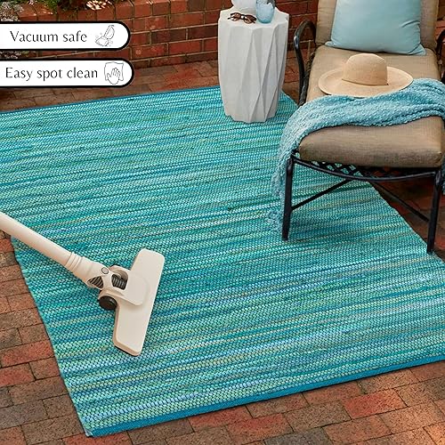 Miniatura 49 de Alfombra de trapo 100% algodón de 2 x 3 pies, lavable multicolor, alfombra Chindi tejida a mano y reversible para sala de estar, cocina, entrada