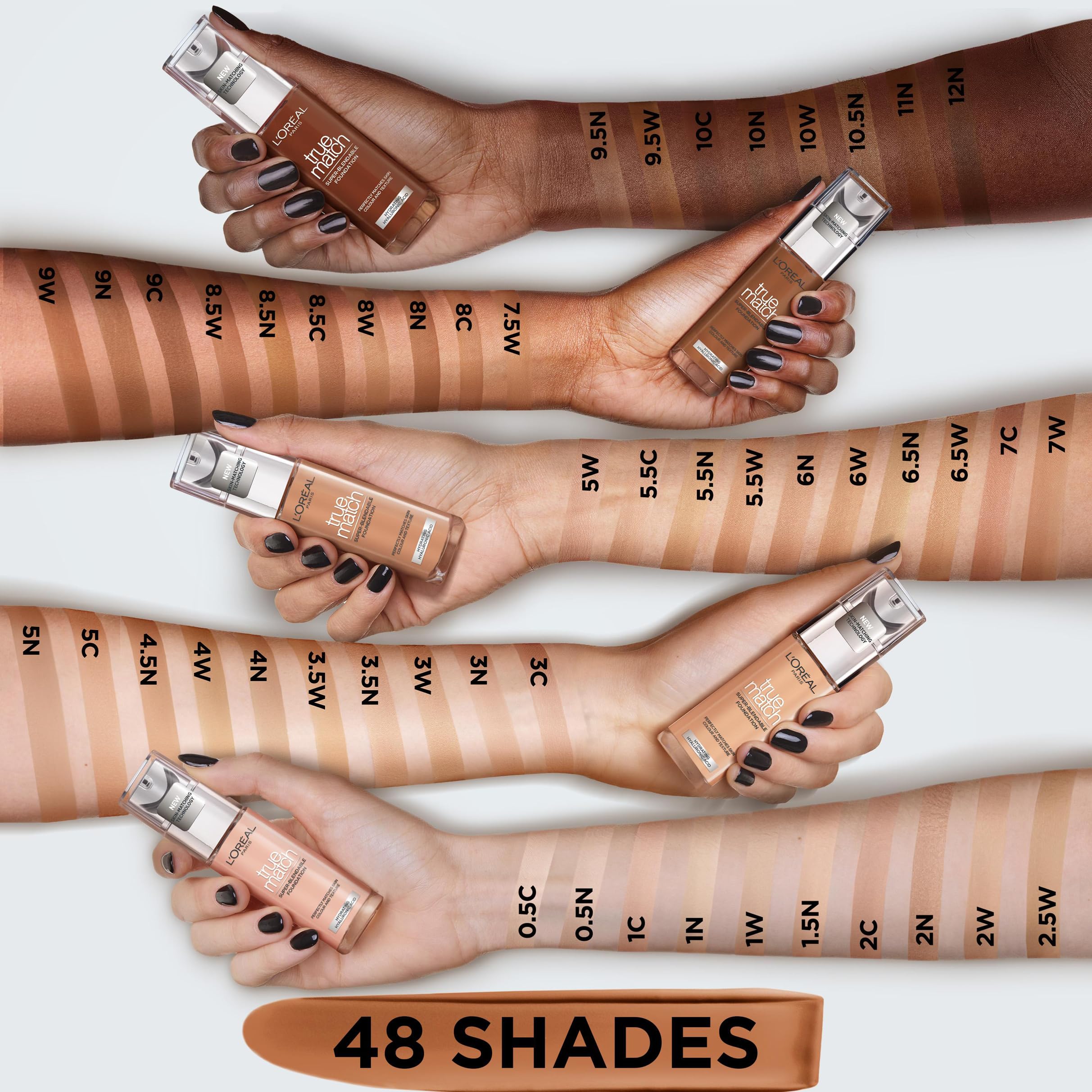 L'Oréal Paris Fondotinta Liquido, Idratazione 24H, Per Tutti Tipi di Pelle, Incarnato dal Colorito Naturale e Uniforme, Formula con Acido Ialuronico, Accord Parfait, 30 ml, 9N Truffle