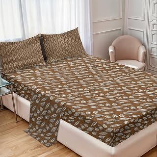 Ambesonne Earth Tones Sheet Set, Cocoa Beans with Various Types of Leaves Growth Harvest Graphic, Fitted and Flat Sheet with Pillowcases Bedding Accent 4 Piece Set, Calking, Brown Dark Brown Ivory