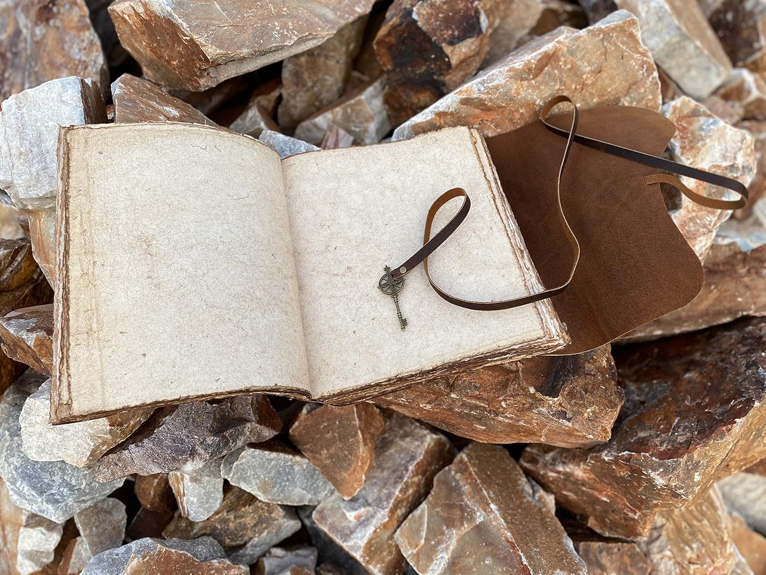 Wanderings Vintage Leather Journal - 8.5"x11" - Antique Handmade Leather Bound Journal with Old Fashioned Deckle Edge Paper - Vintage Notebook for Diary, Book of Shadows, Writing, Grimoire, Sketching