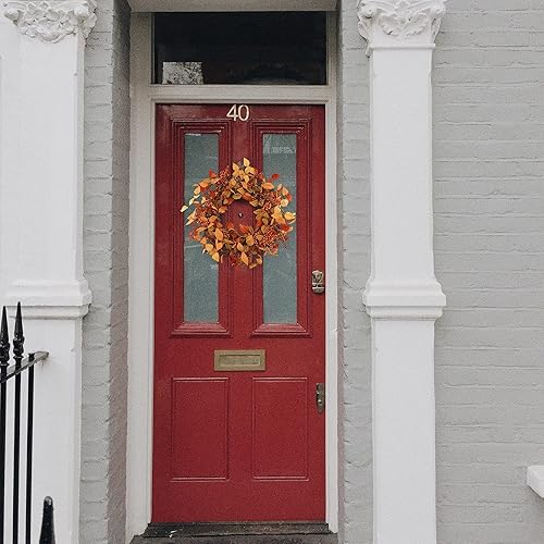 Miniatura 8 de YNYLCHMX Letrero de bienvenida de otoño para puerta delantera letrero redondo de madera para colgar al aire libre porche interior casa de campo con