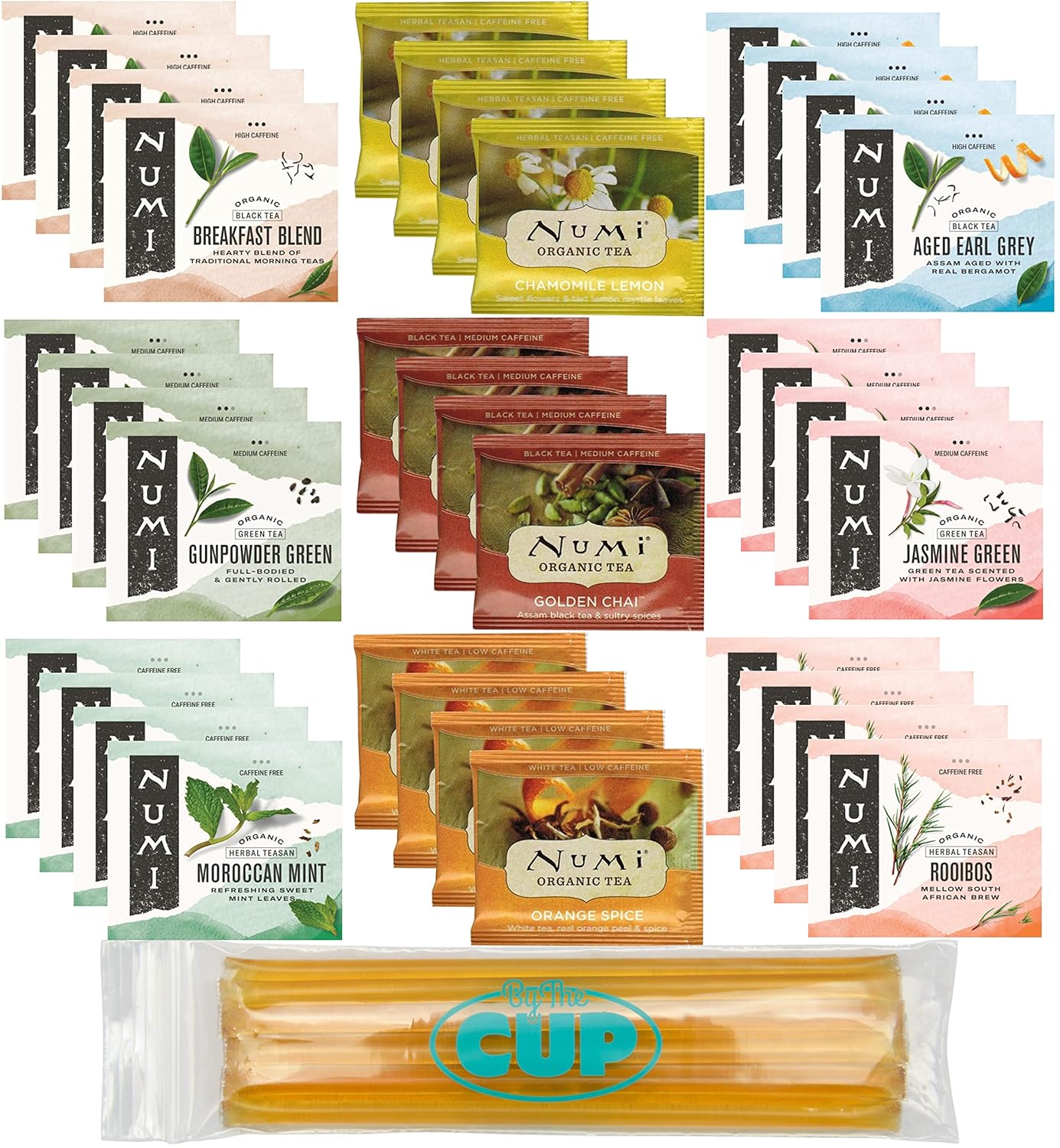 Numi 36 Count, 9 Flavor, Organic Tea Bag Sampler with By