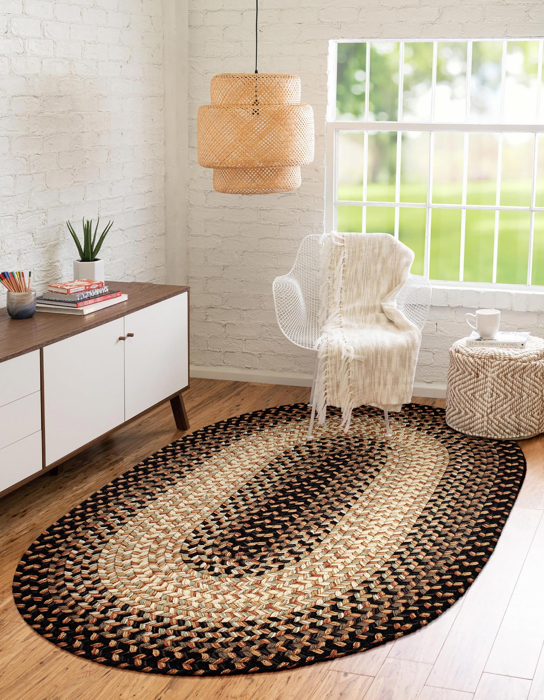 RRI Home Decor EastEnd EL83 Charcoal 7' x 9' Oval - Braided Area Rug, Home Decor, Floor Mat or Bedroom Rug - Easy Care, Ideal for High Traffic Areas