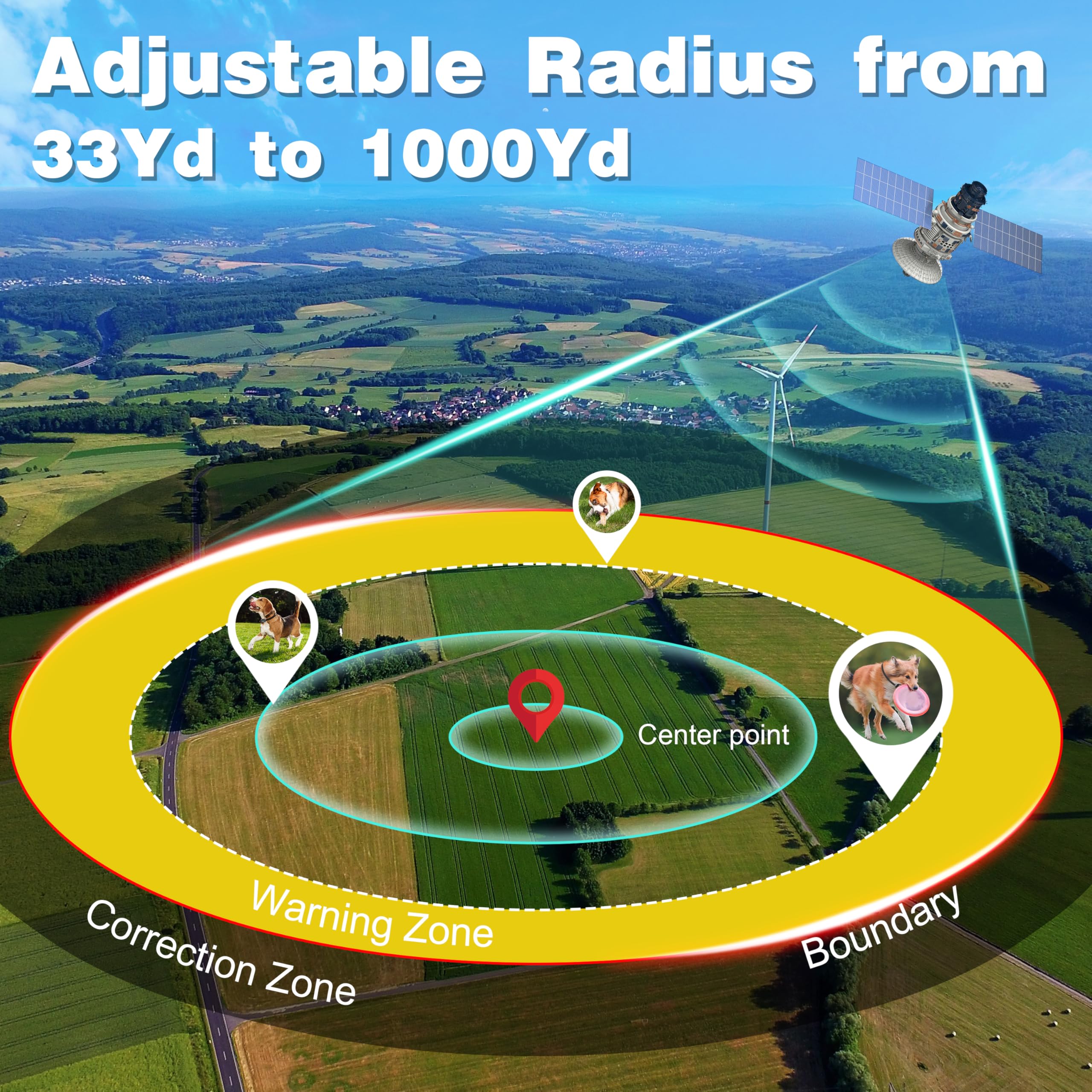 Veconix GPS Wireless Dog Fence System, Rechargeable Electric Fence for Dogs, IPX6 Waterproof Collar, Adjustable Warning, 33Yd-1000Yd Range, Pet Safe Outdoor Containment for Most Breeds - image 3