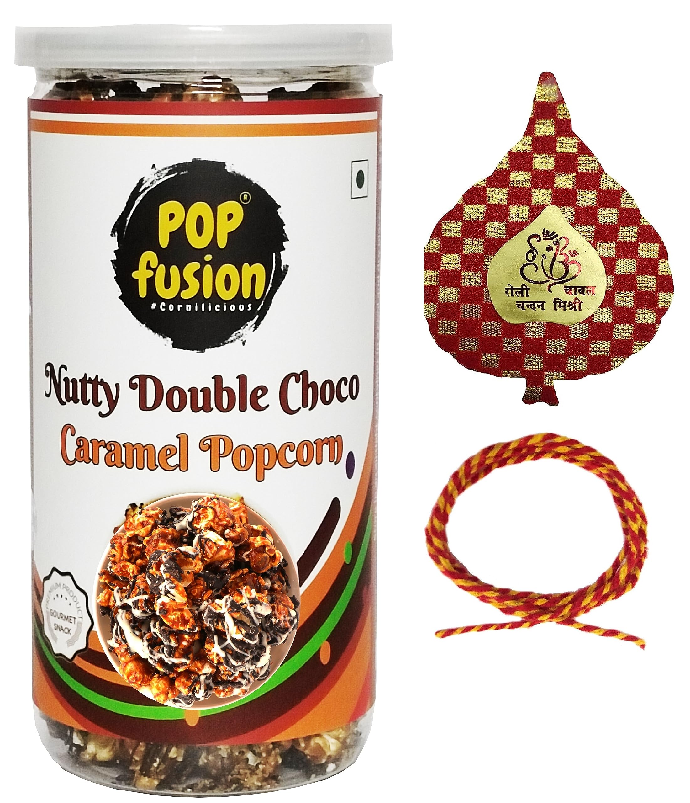 Popfusion Bhai Dooj Gift Nutty Double Chocolate Caramel Popcorn with Bhai Dooj Silk Thread, Roli, Chawal, Chandan, Mishri in a Special Pack-140g (B08MDDPRLD) Amazon Price History, Amazon Price Tracker