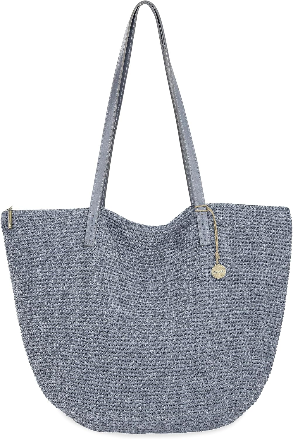 The Sak Faye Crochet Tote Bag - Large Leather Handbag With Zipper & Shoulder Straps