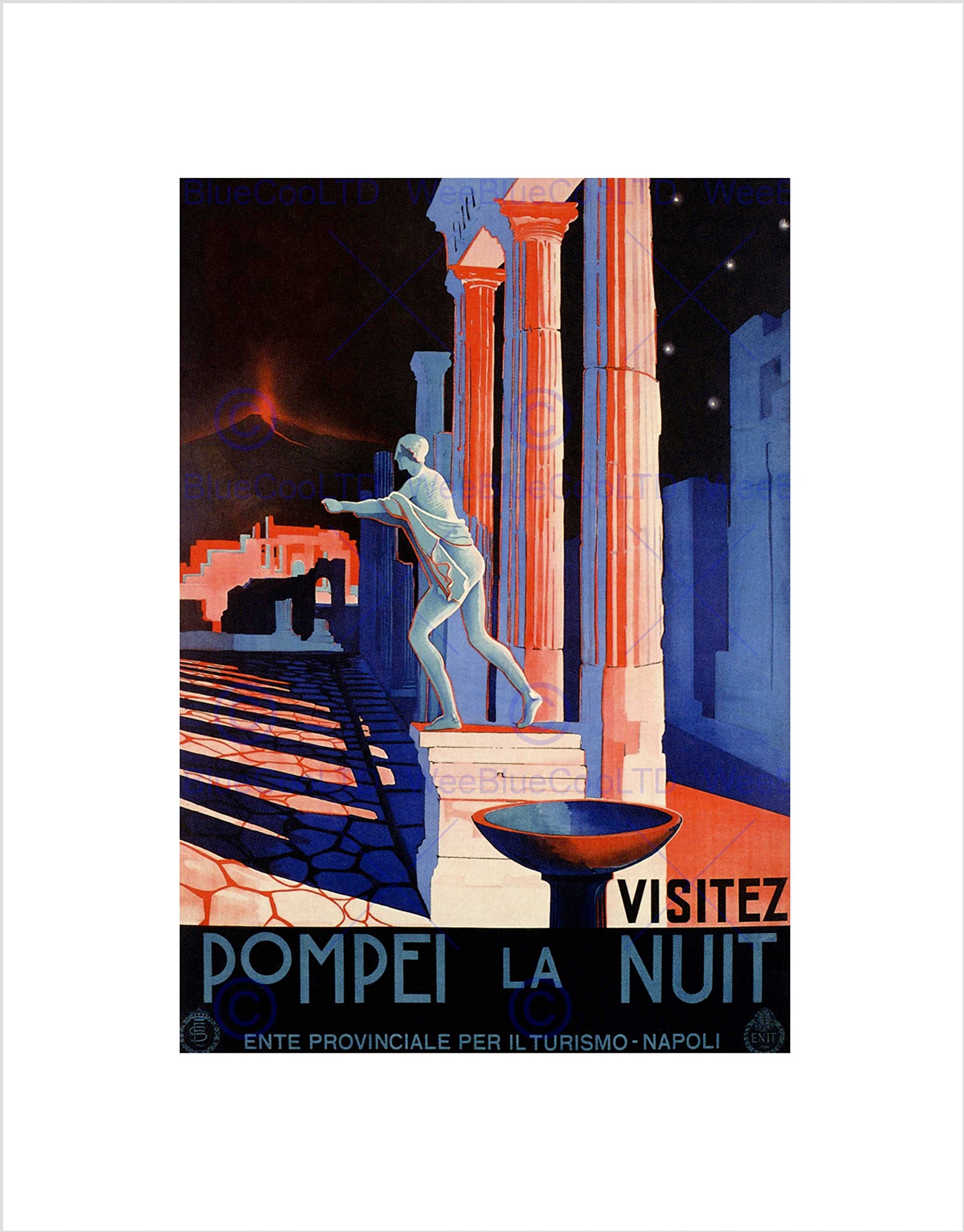 Wee Blue Coo Travel Pompeii Italy Roman Statue Vesuvius Volcano Temple Ruin Wall Art Print