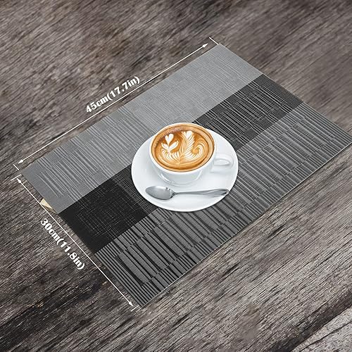 Miniatura 2 de HeloHo Juego de 6 manteles individuales azules, manteles individuales de vinilo resistentes al calor, resistentes a las manchas, plegables,