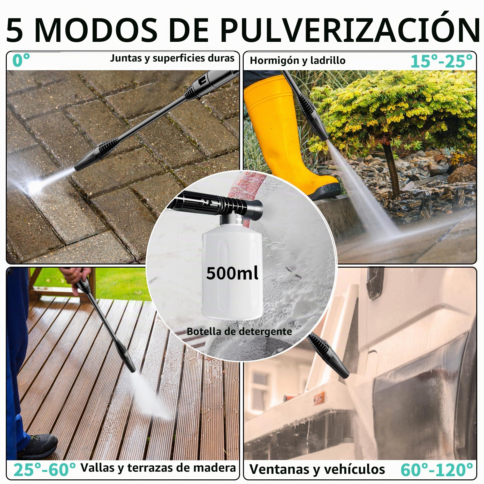 2026NEW Hidrolimpiadora de Alta Presión 180 Bar, 420 l/h, con Carrete para Manguera, Depósito de Espuma y Boquilla Ajustable 6 en 1, Rendimiento de hasta 50 m²/h, para Coche, Terraza y Jardín