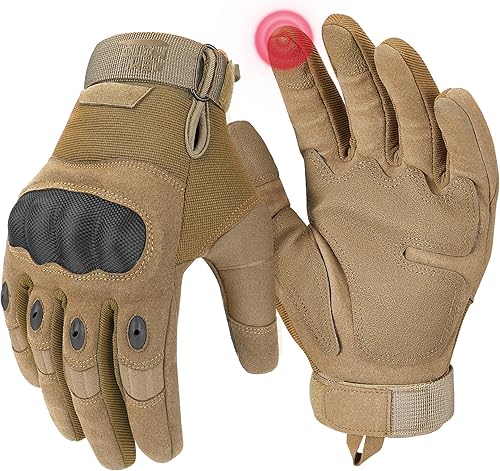 KEMIMOTO - Guantes tácticos para hombres, guantes de motocicleta aptos para pantalla táctil con carcasa dura y acolchado de palma para deportes,