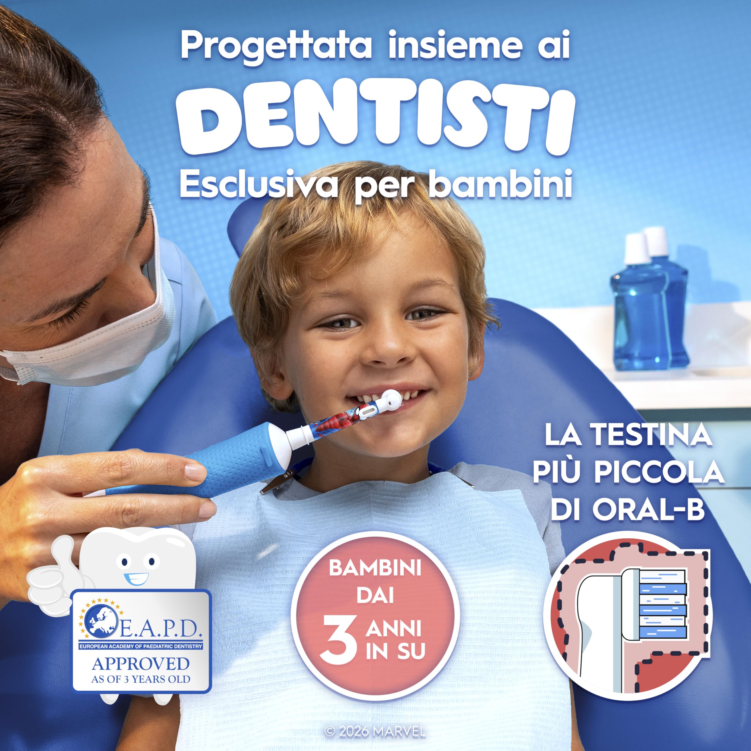 Oral-B PRO Testina Spazzolino Elettrico Per Bambini dai 3 anni in su, Con Marvel Spiderman, Setole Extra Morbide, Bianco, Confezione Da 10 | 10 Testine di Ricambio per Spazzolino Elettrico Pro Kids 3+ Marvel Spiderman, Setole Extra Morbide, per Bambini da