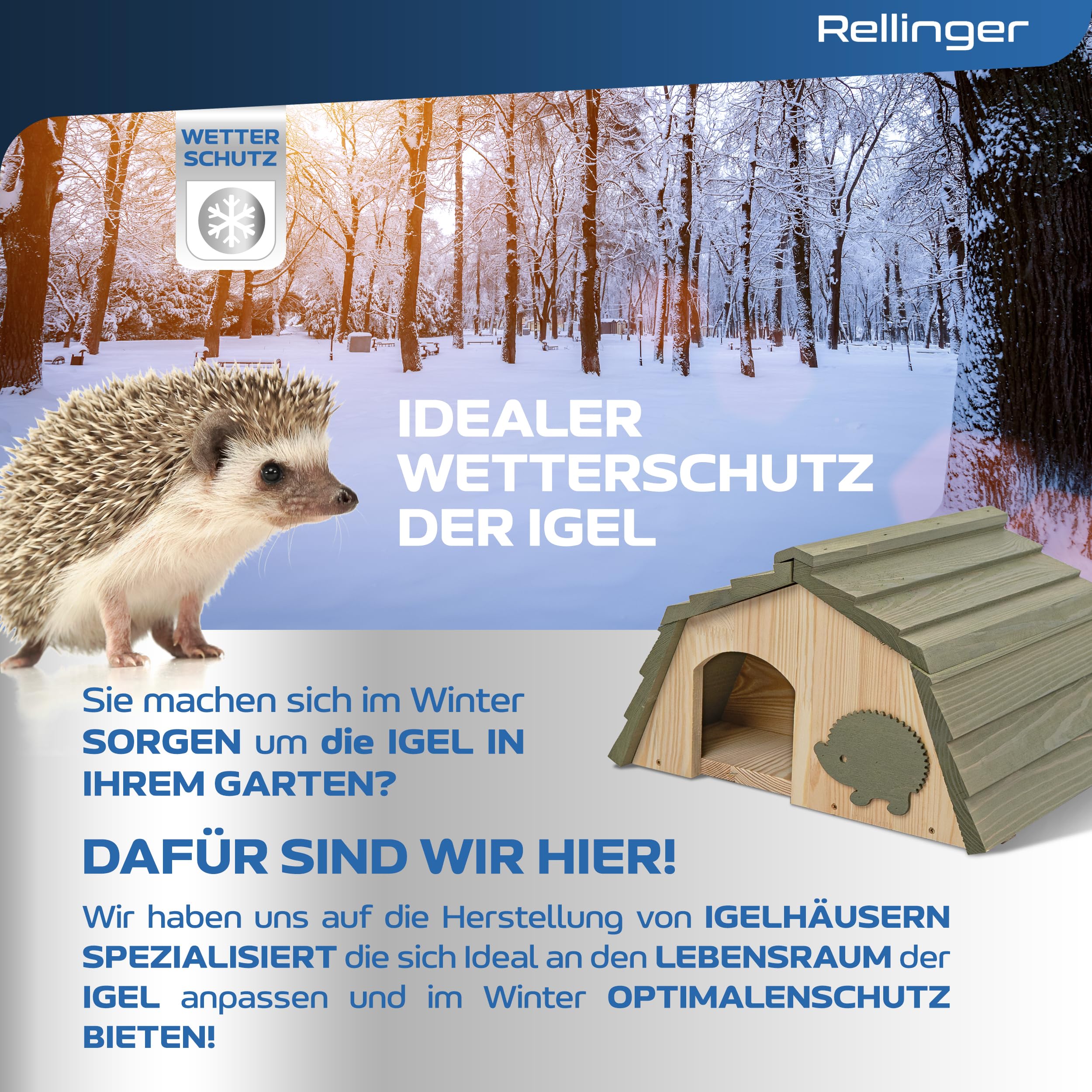 Igelhaus Winterfest mit Boden [SCHÜTZT VOR FRESSFEINDEN] - inkl. Labyrintheingang - Premium Igelfutterhaus mit Labyrinth Eingang - Hochwertige Igelhäuser Igel Haus - Igel Schlafhaus