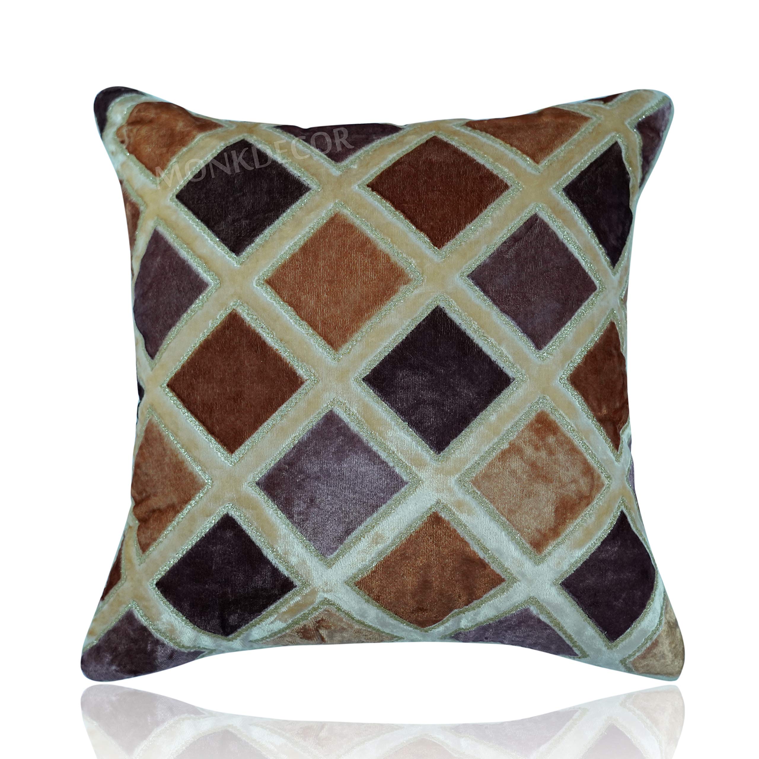 MONKDECOR Big Check Design Velvet Cushion Cover 24x24 Inches (Cream) Set of 2 Pieces (B08JJ7YQVK) Amazon Price History, Amazon Price Tracker