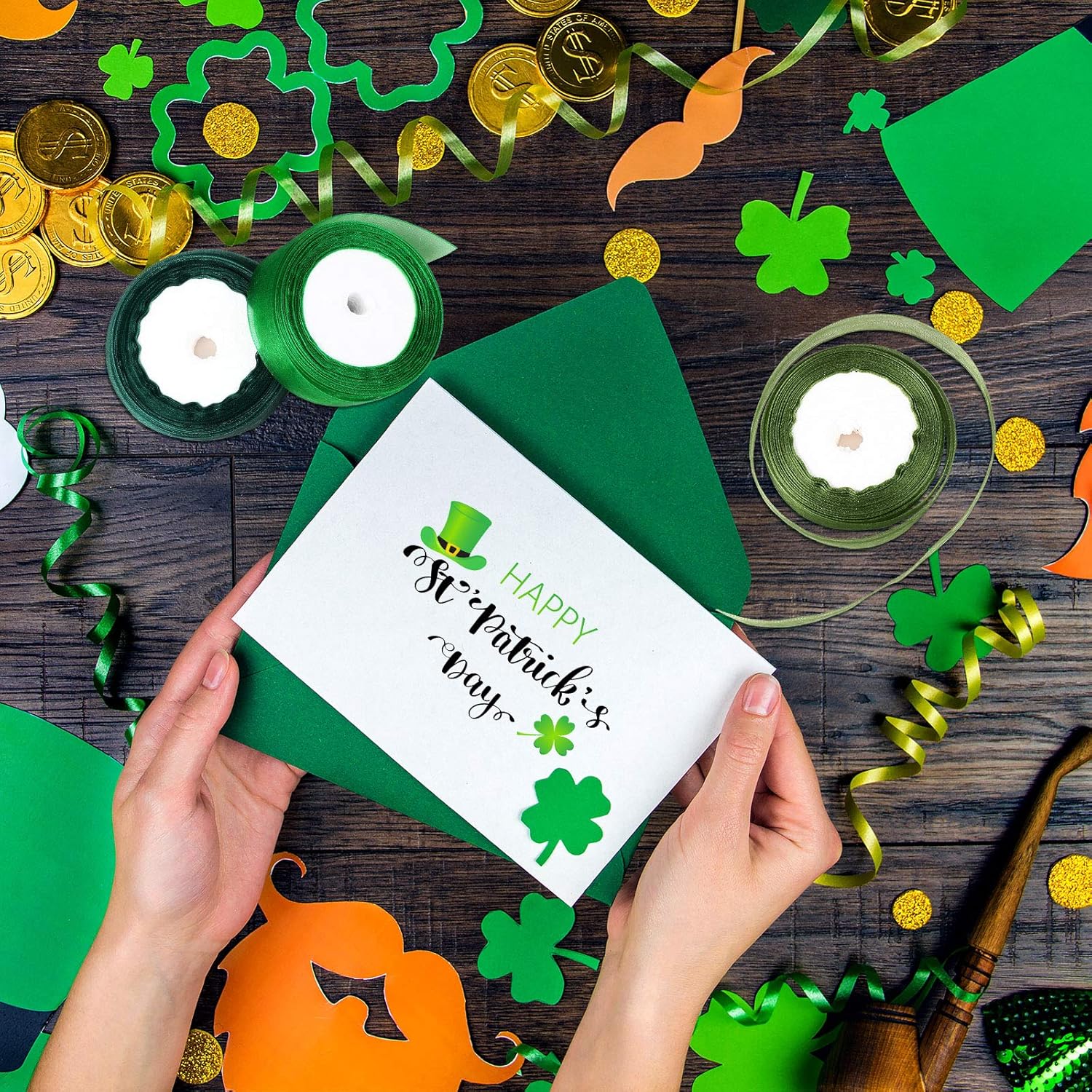 6 Rolls Sheer Chiffon Ribbon Organza Satin Ribbon Transparent Chiffon Ribbon for Wrapping Decorating Valentine's Day Wedding Birthday Bouquet Garland (25 Yard Each Roll, Green Series) : Arts, Crafts & Sewing